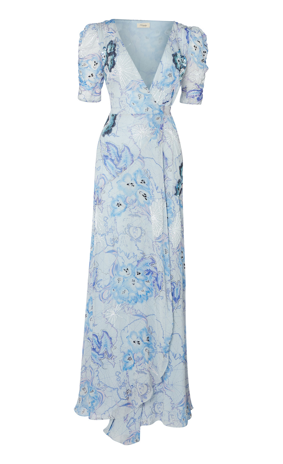 Chessie Print Wrap Dress - Cornflower