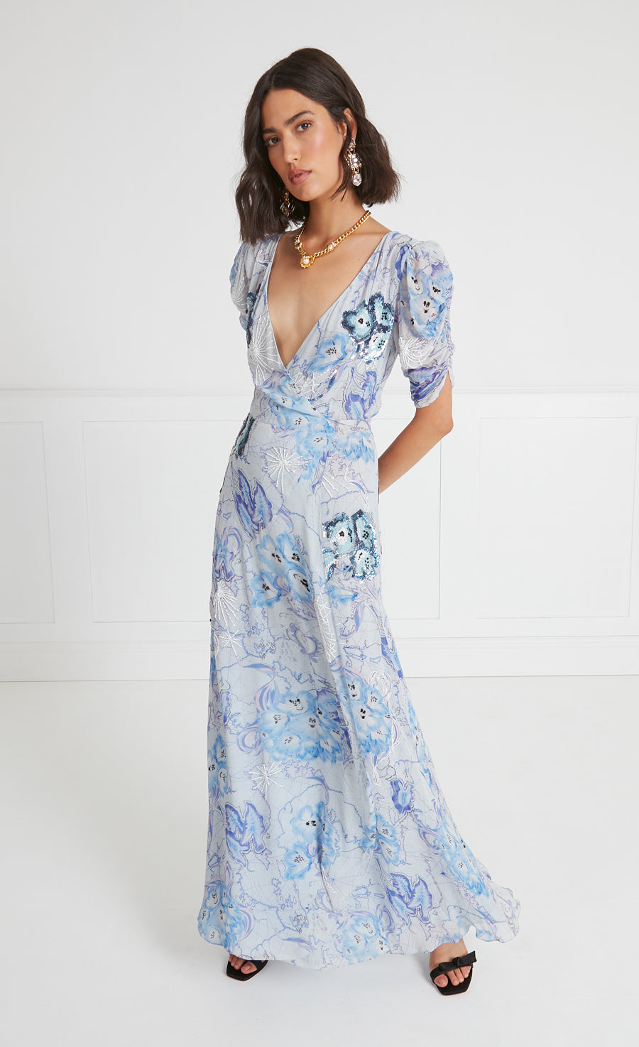 Chessie Print Wrap Dress - Cornflower