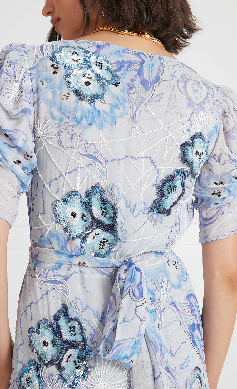 Chessie Print Wrap Dress - Cornflower