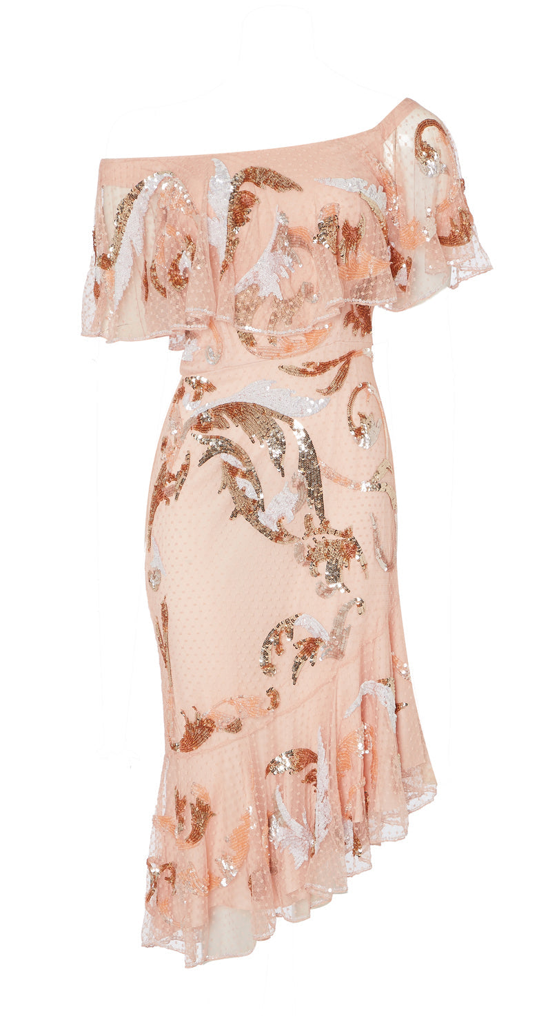 Novella Ruffle Dress - Rosewater