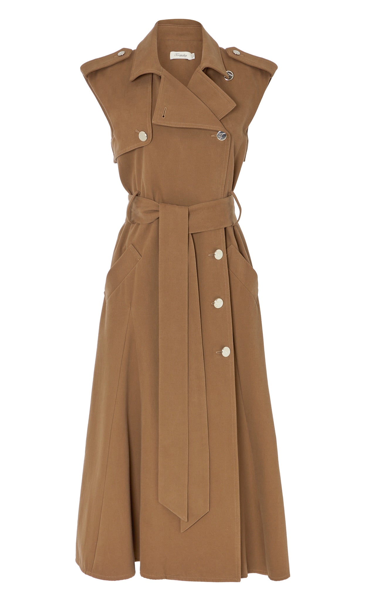 Javier Sleeveless Trench Coat - Brown