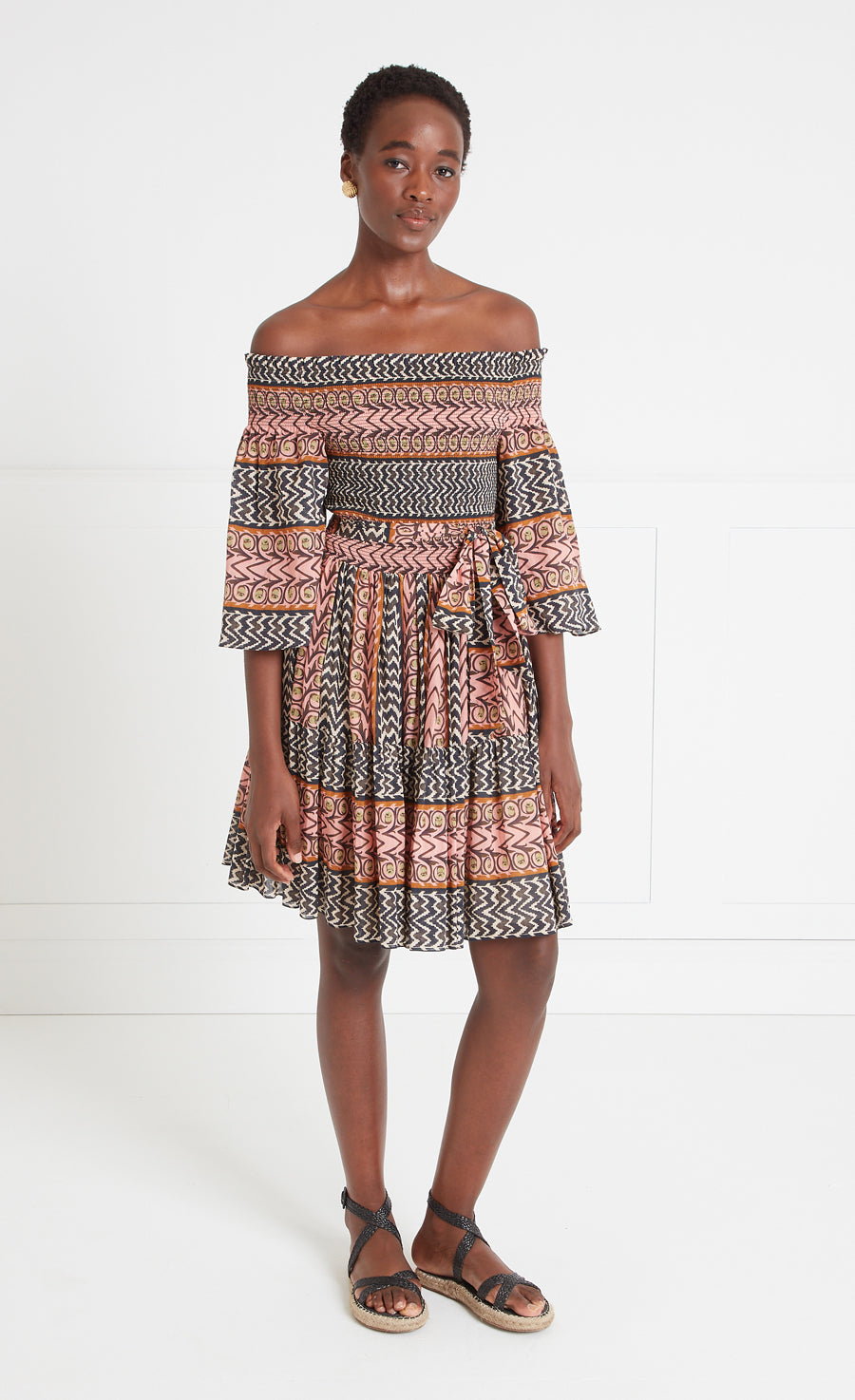 Gia Off Shoulder Mini Dress - Gosamer Pink