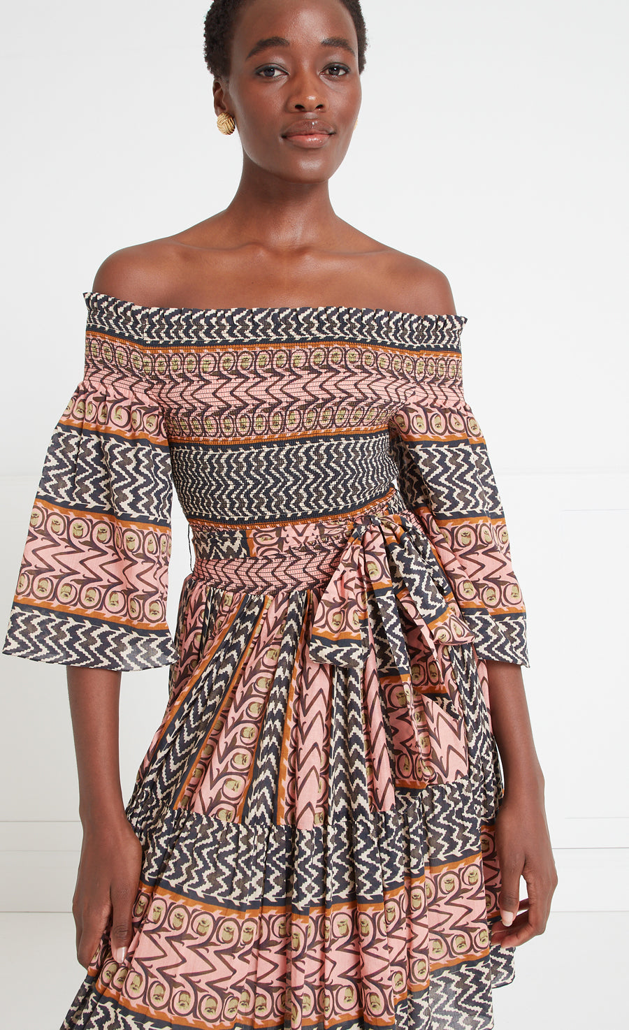 Gia Off Shoulder Mini Dress - Gosamer Pink