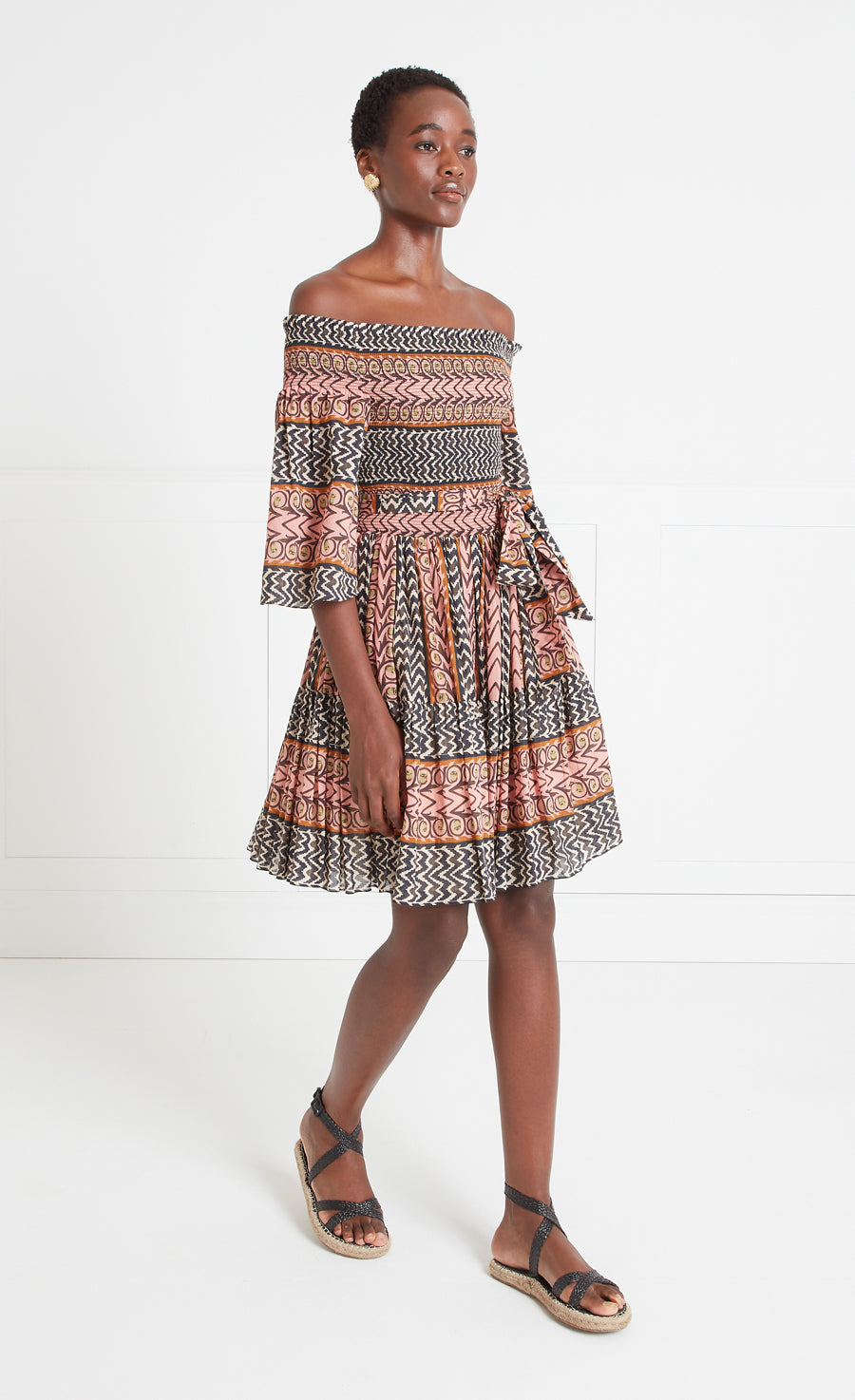 Gia Off Shoulder Mini Dress - Gosamer Pink