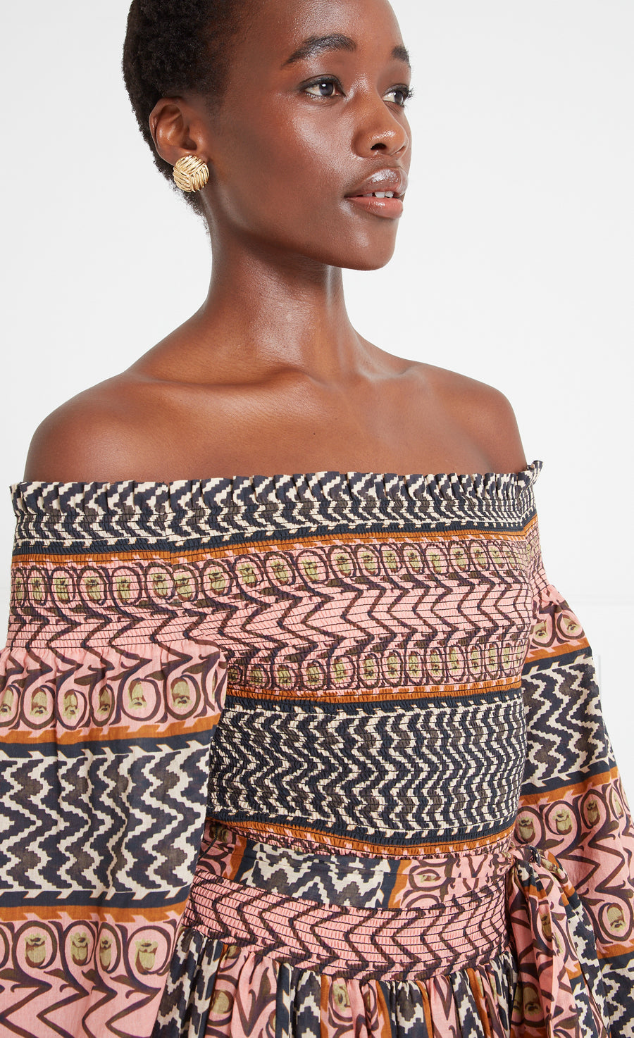 Gia Off Shoulder Mini Dress - Gosamer Pink