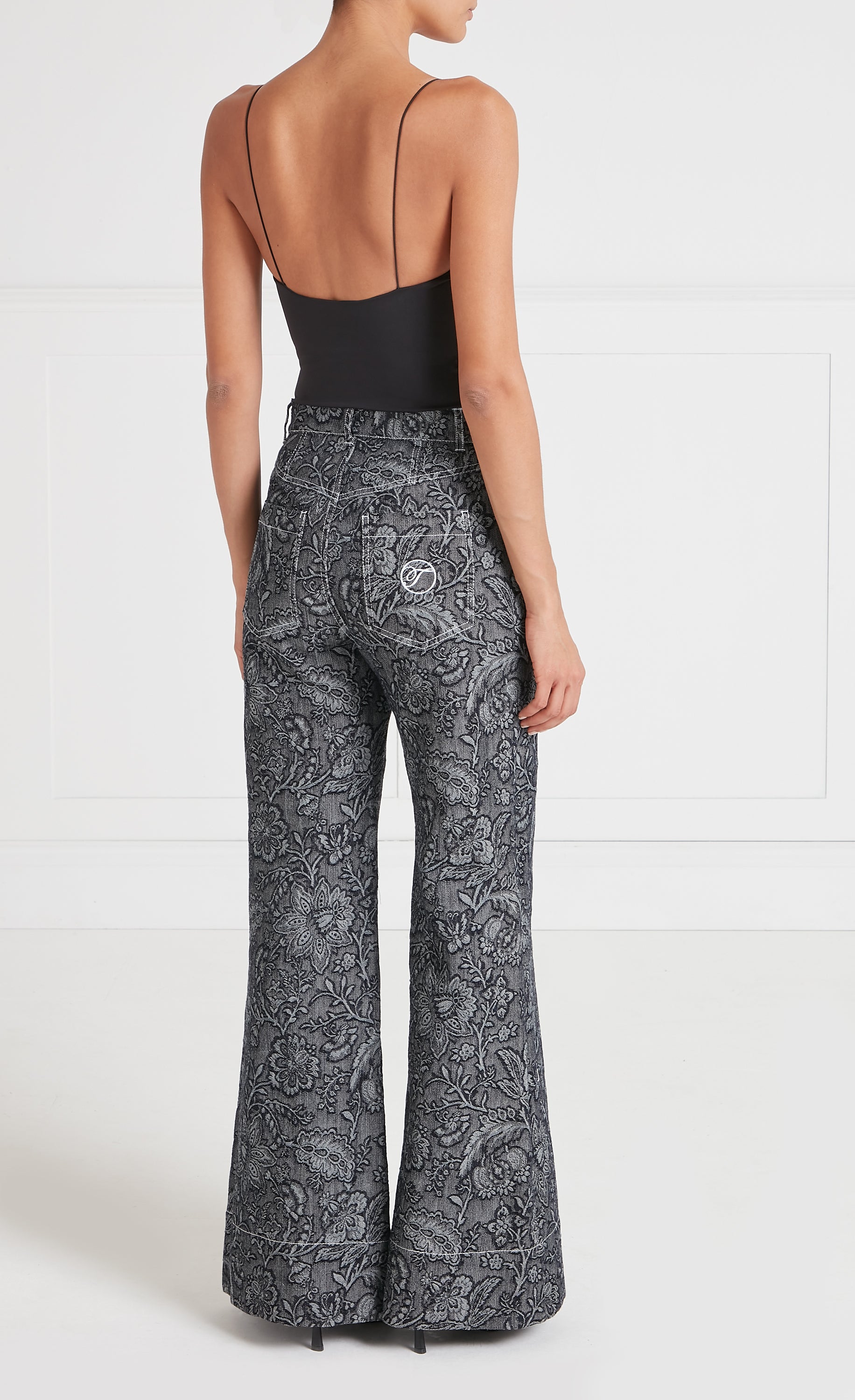 Francis Denim Wide Leg Trousers - Washed Black