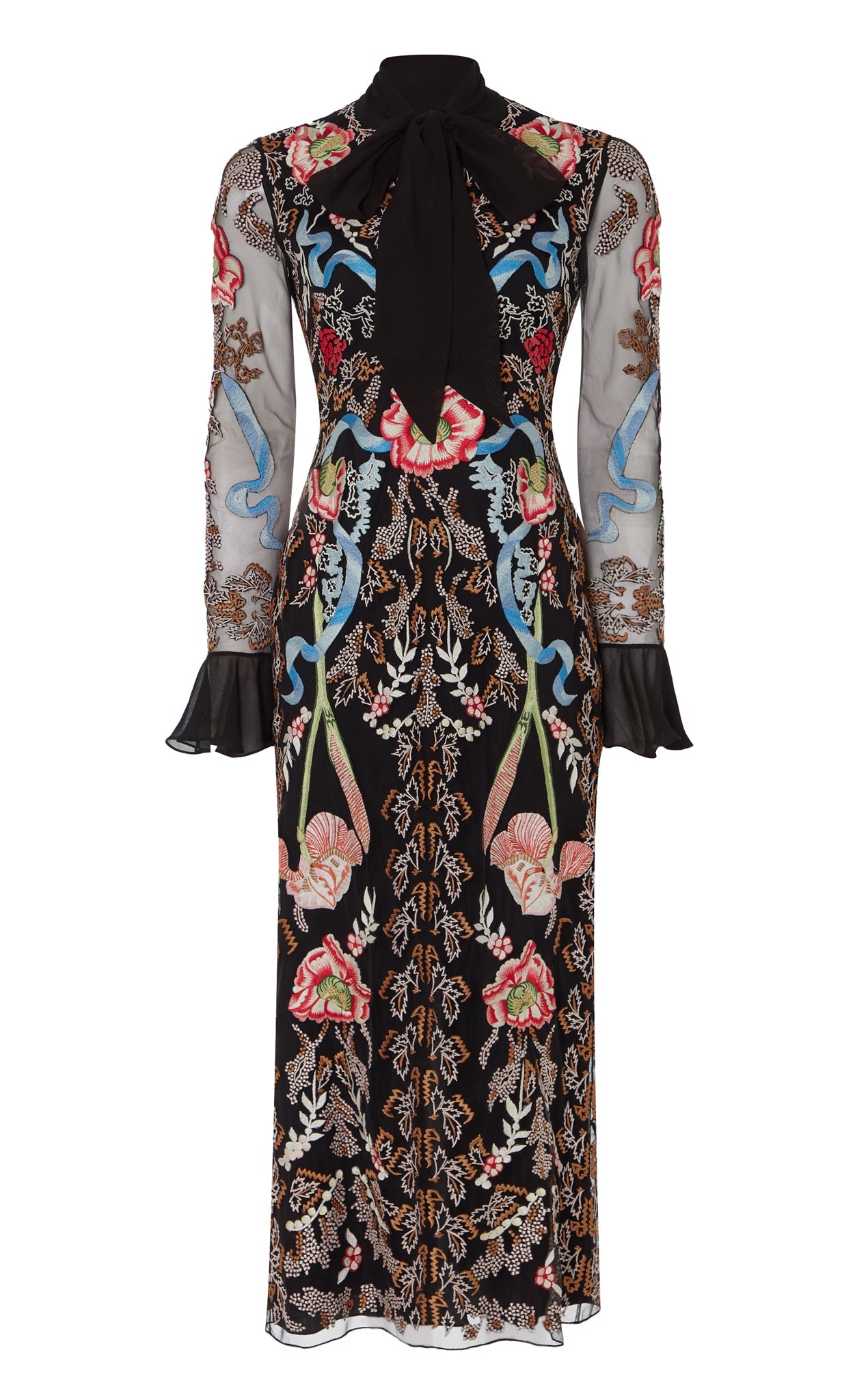 elegant black dress long sleeve Temperley London - Bilbao Tie Dress - Black