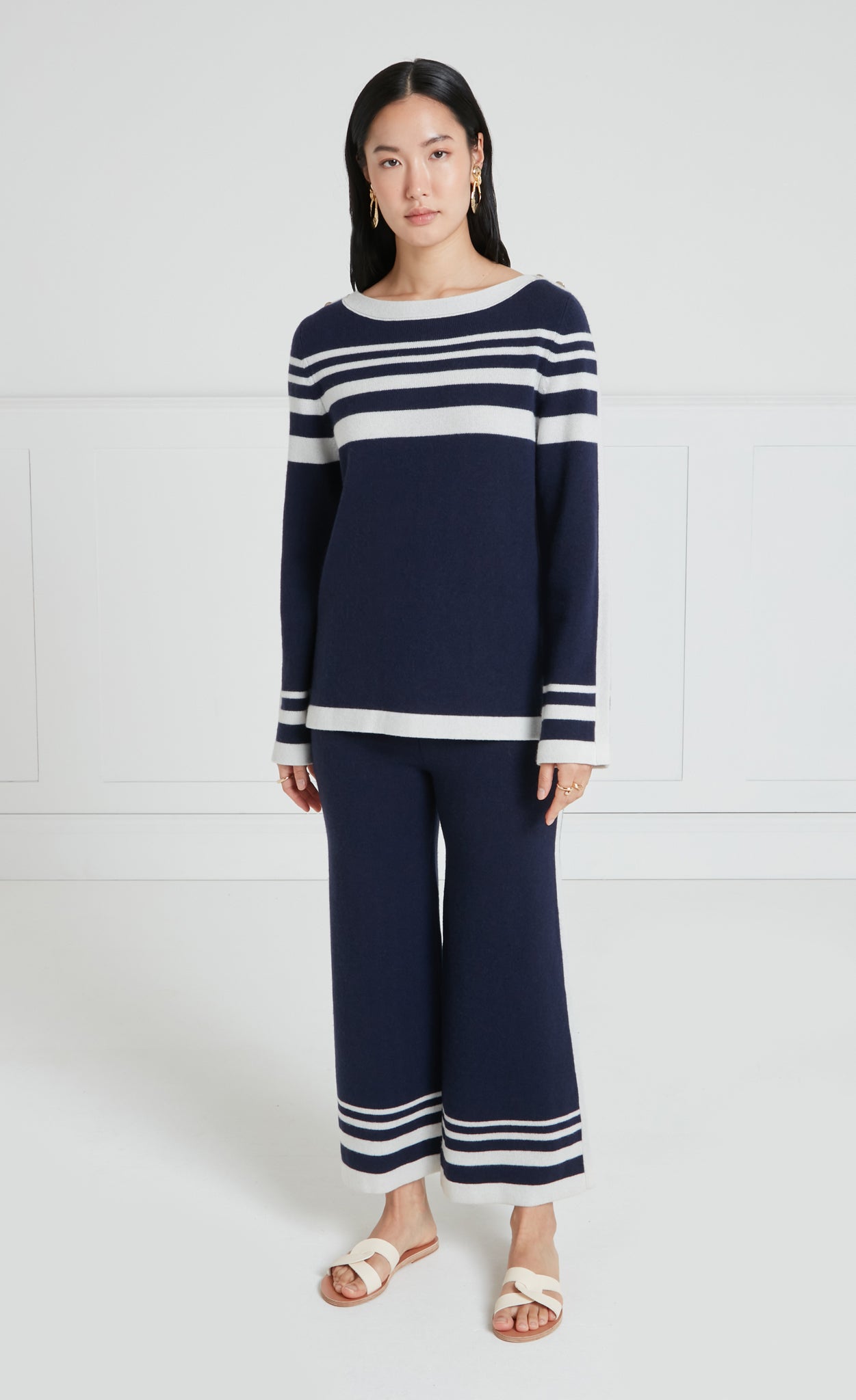 Bretton Knit Trousers - Navy/Ivory