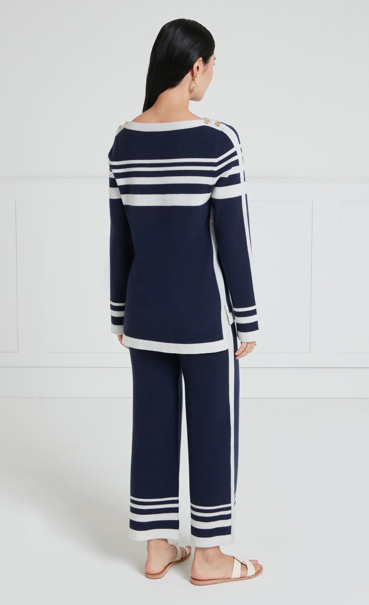 Bretton Knit Trousers - Navy/Ivory