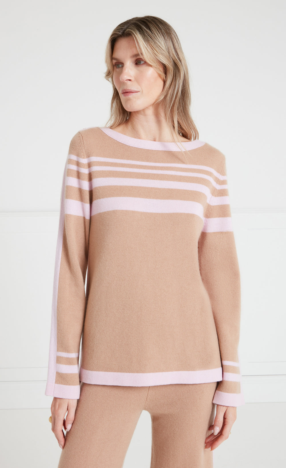 Bretton Knit Top - Pink/Camel