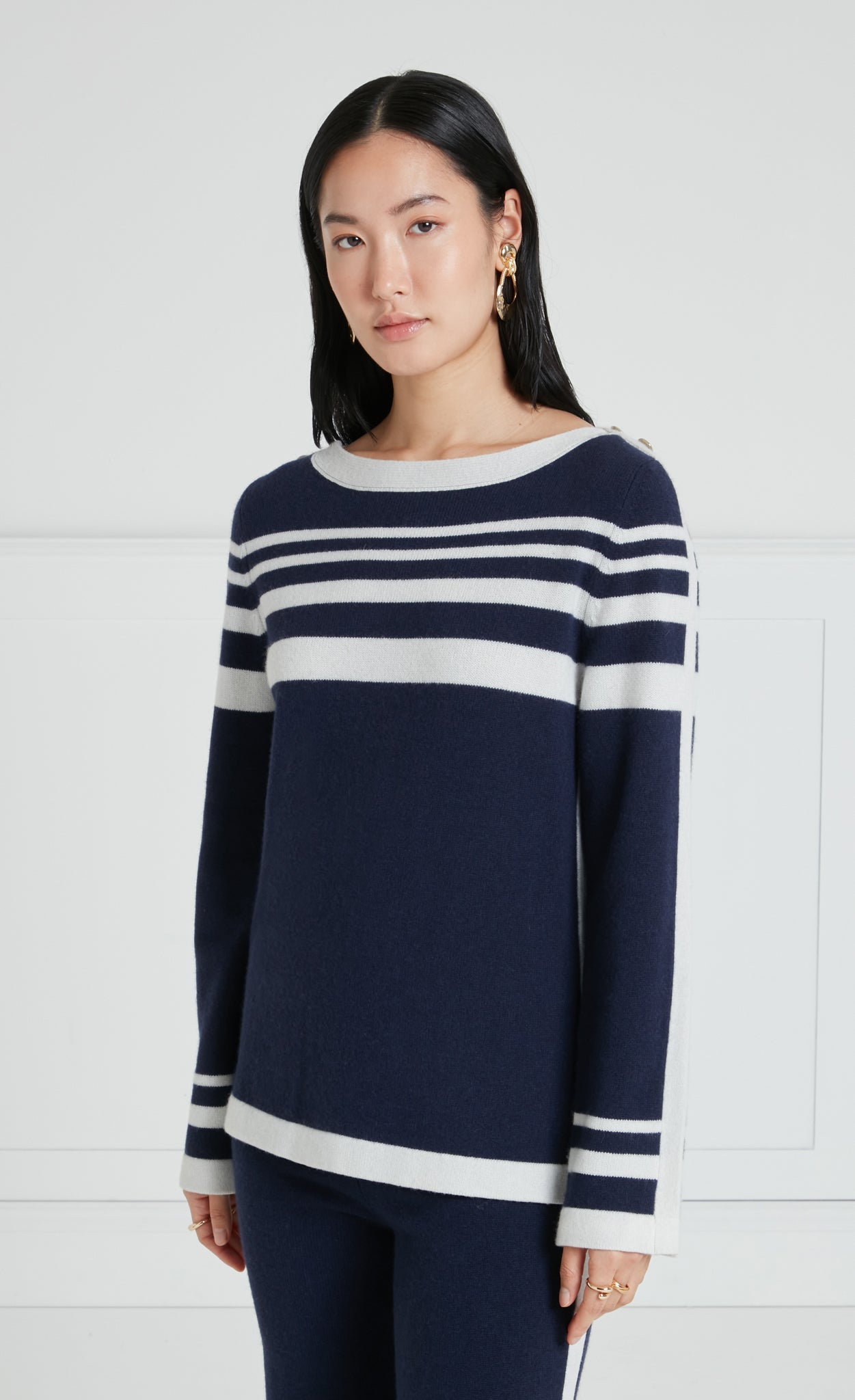 Bretton Knit Top - Navy/Ivory