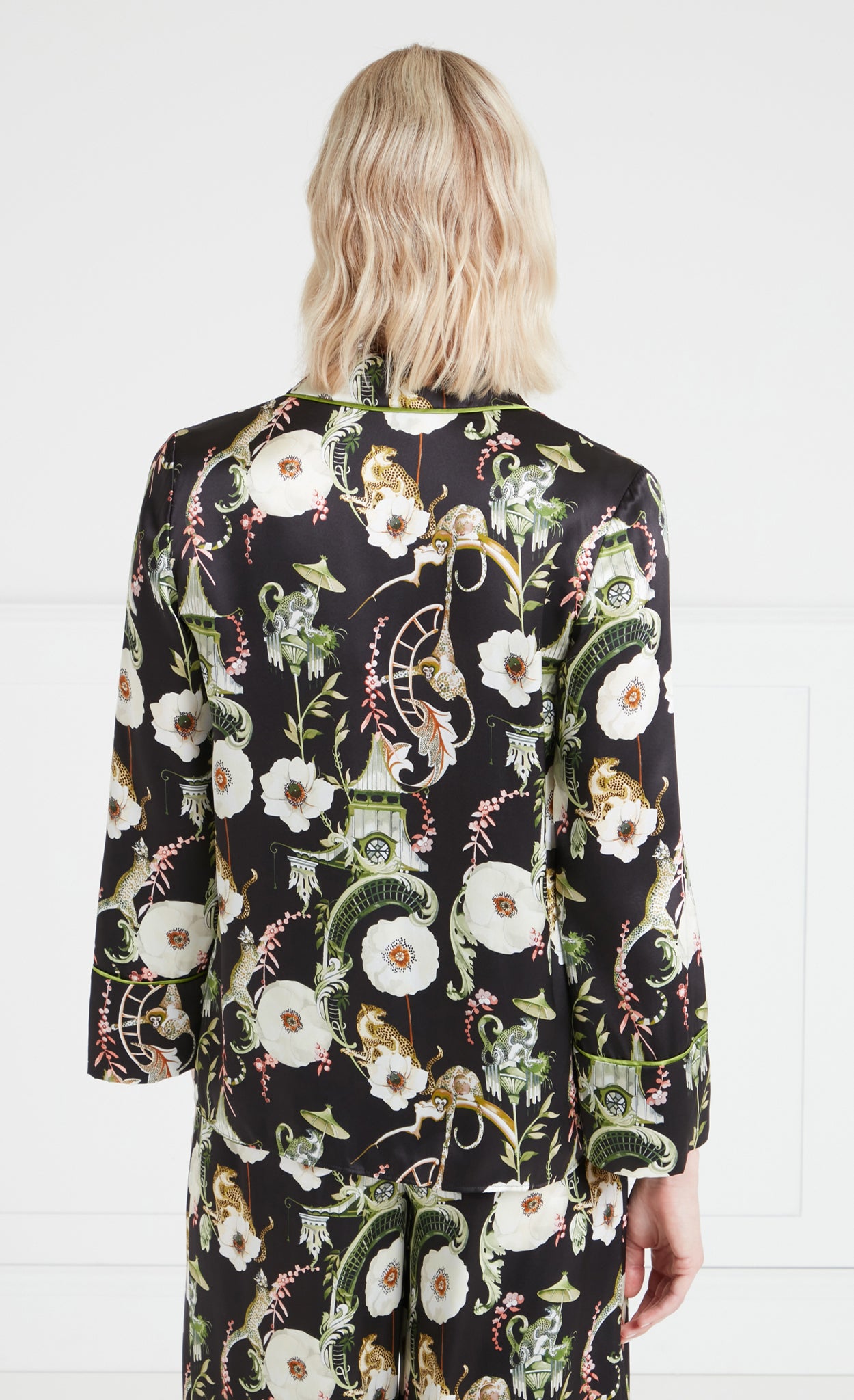 Aphrodite Long Sleeve Pyjama Top - Black/Dark Euphoria