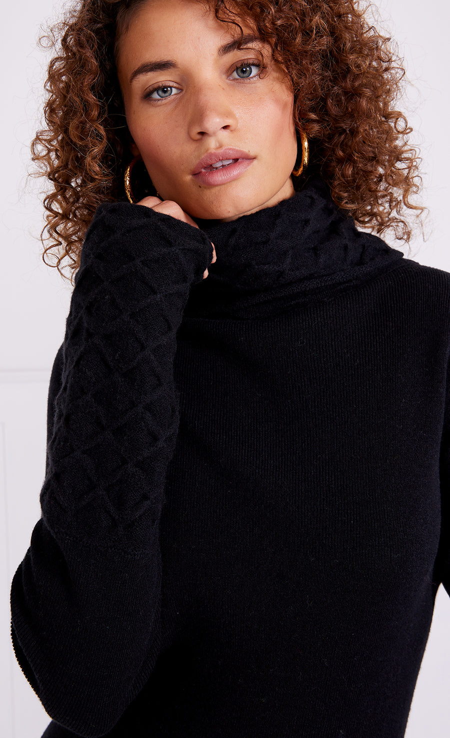 Honeycomb Knit Jumper - Black