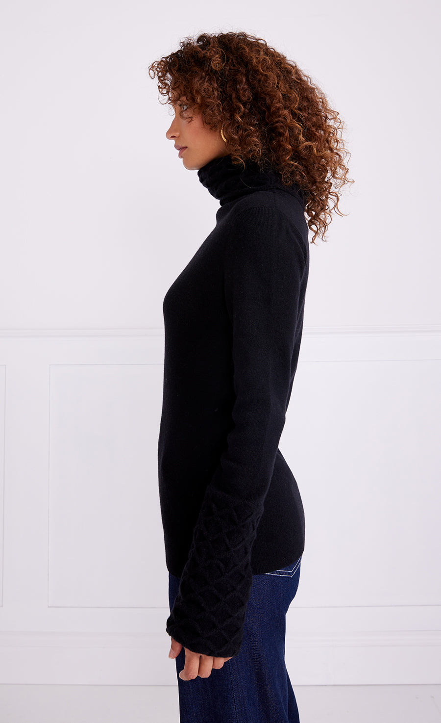 Honeycomb Knit Jumper - Black
