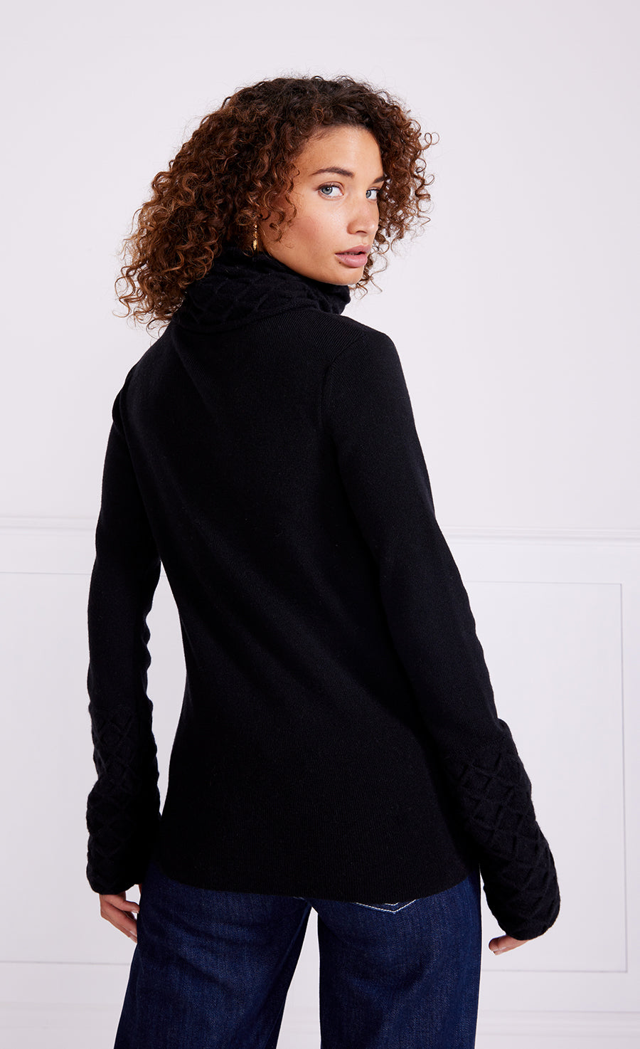 Honeycomb Knit Jumper - Black