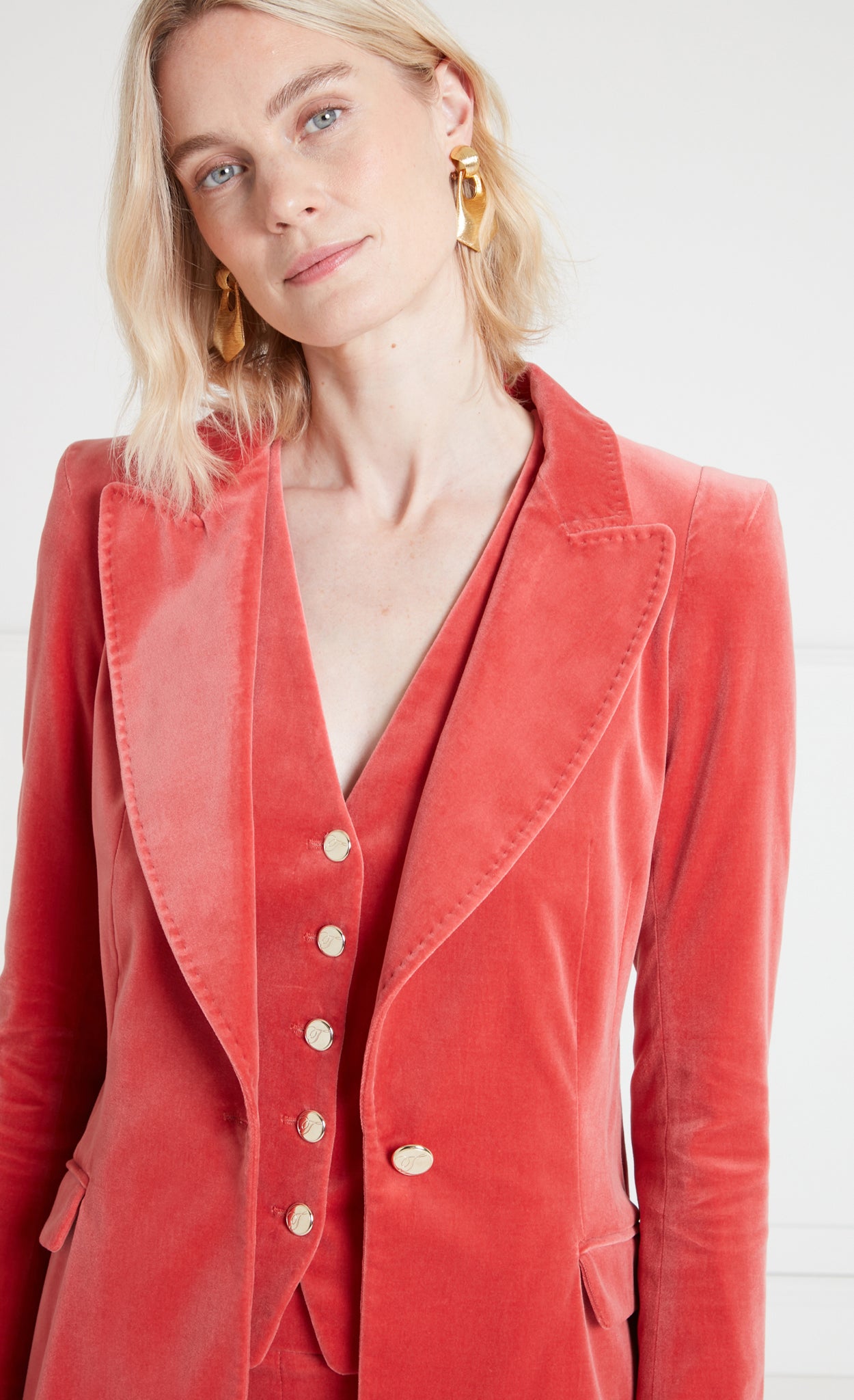 Clove Velvet Jacket - Coral