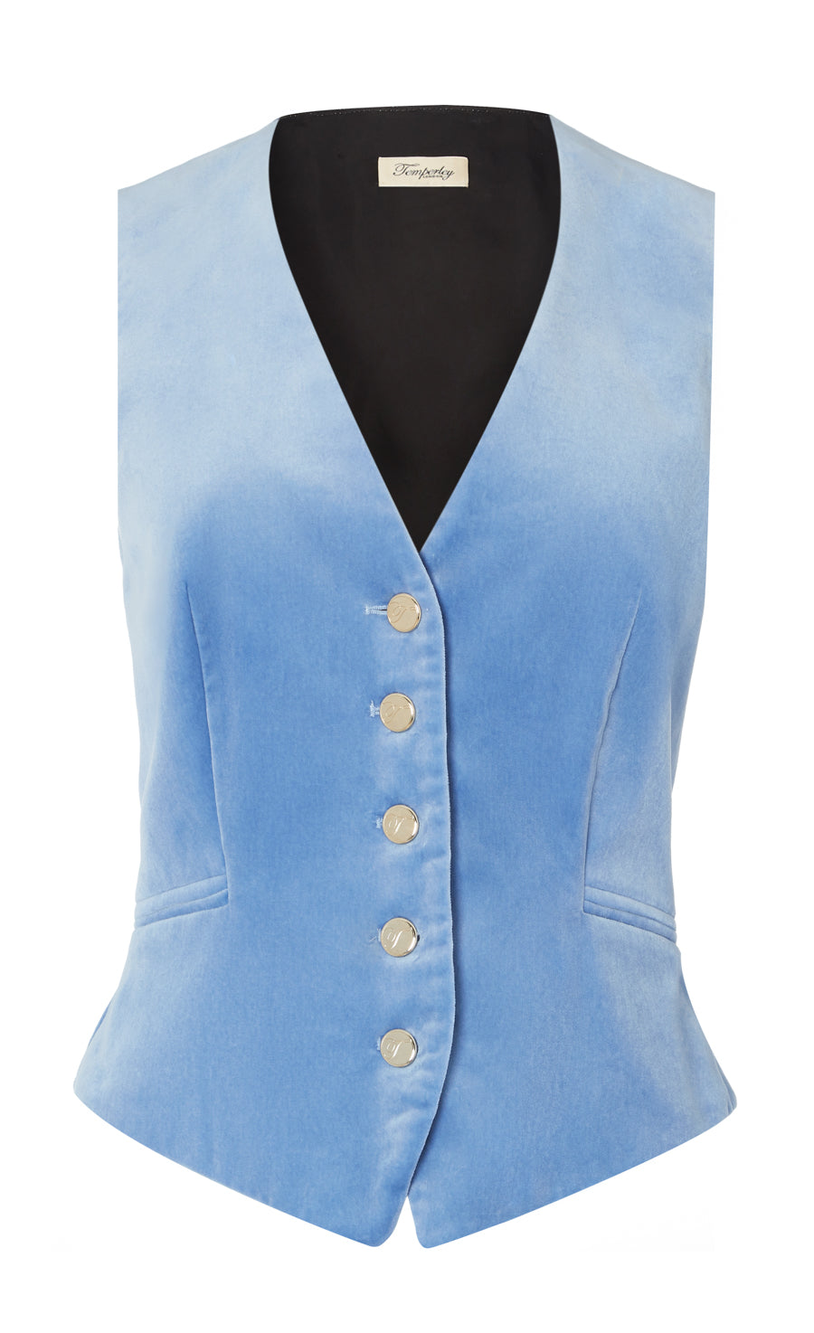 Clove Velvet Waistcoat - Cornflower