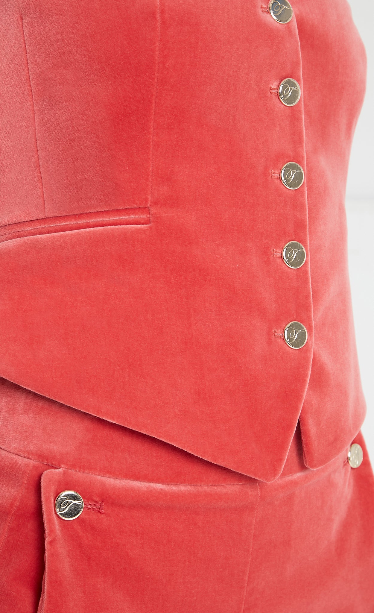 Clove Velvet Waistcoat - Coral