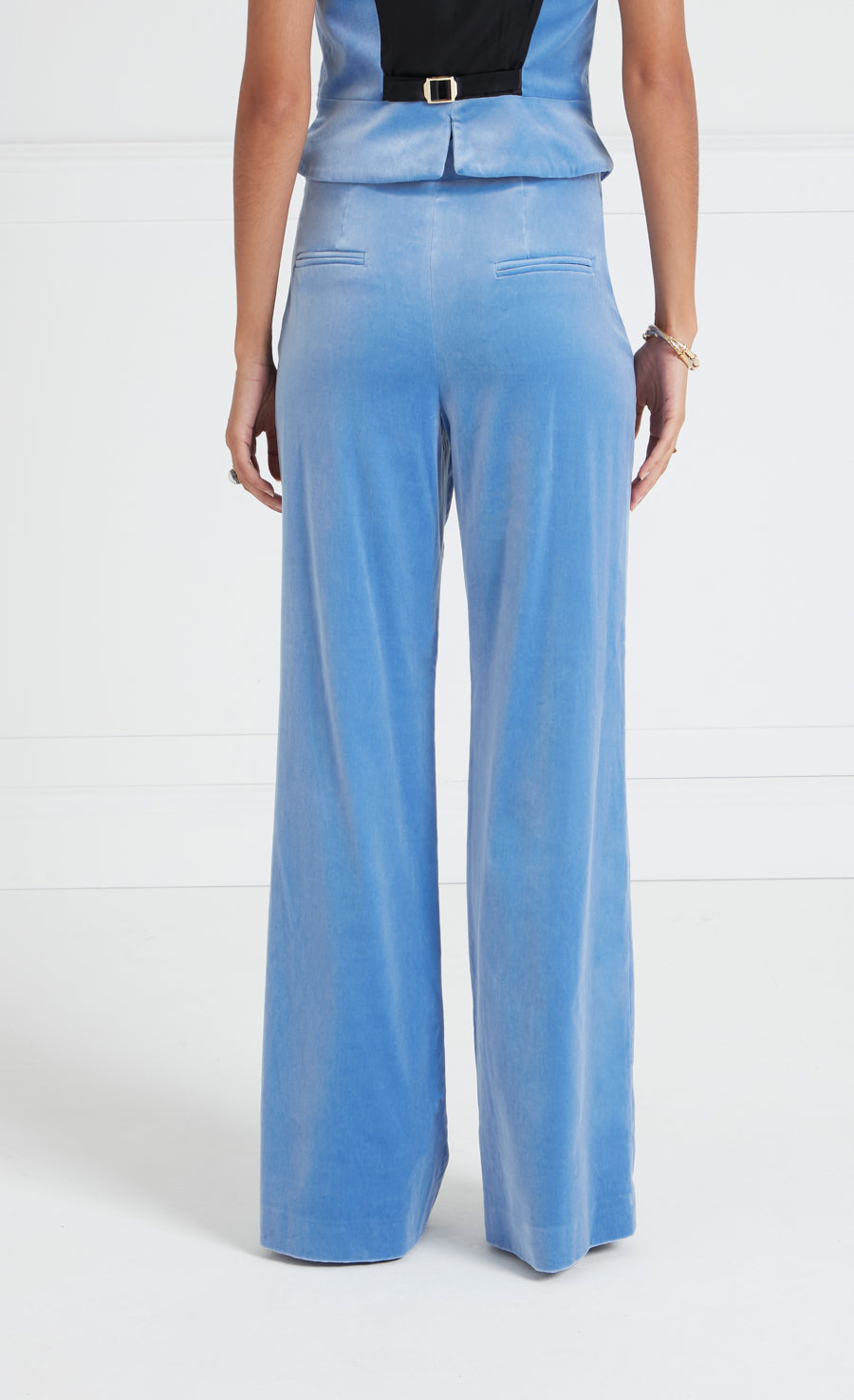 Clove Velvet Waisted Trousers - Cornflower