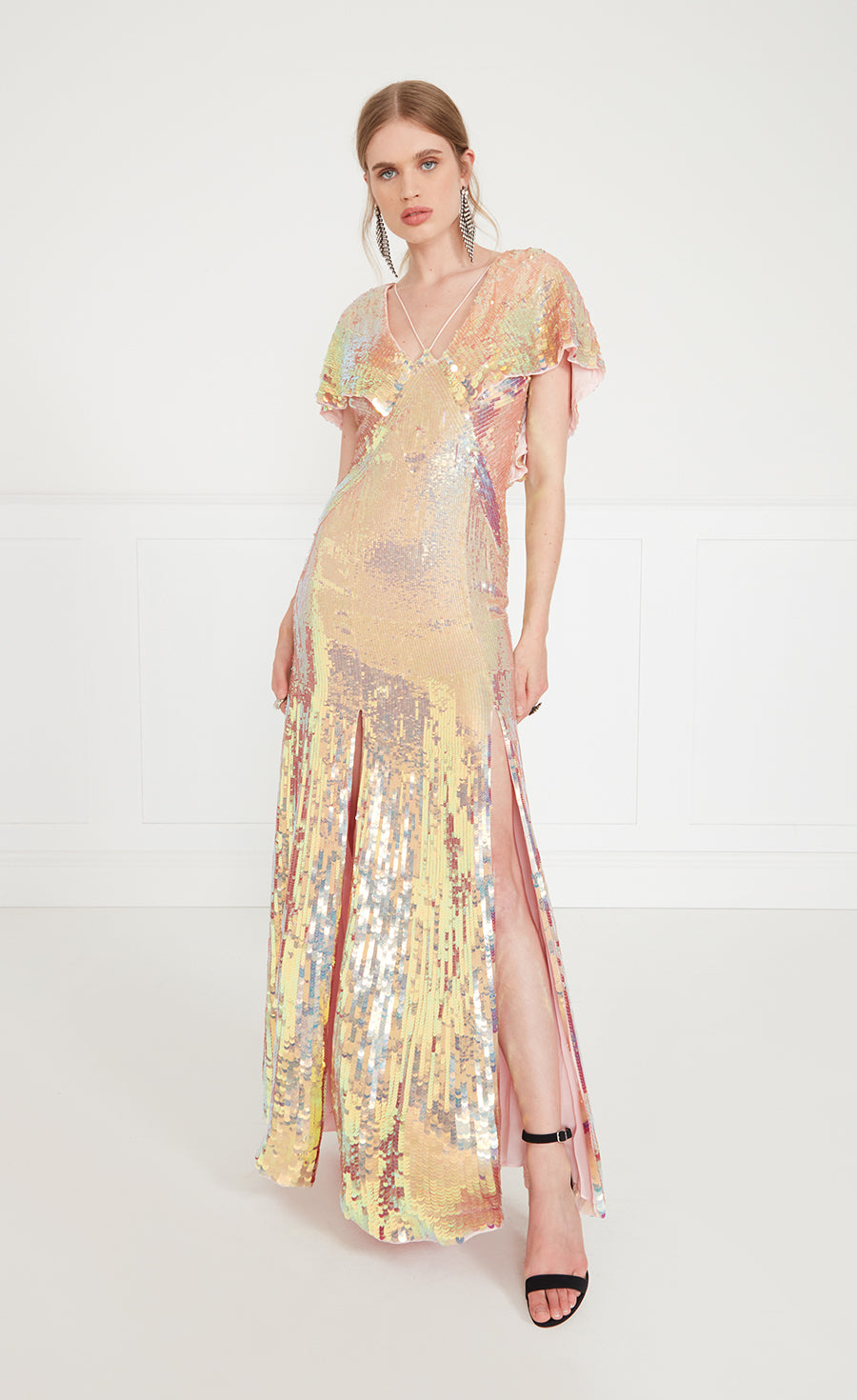 Bardot Dress - Iridescent Gold