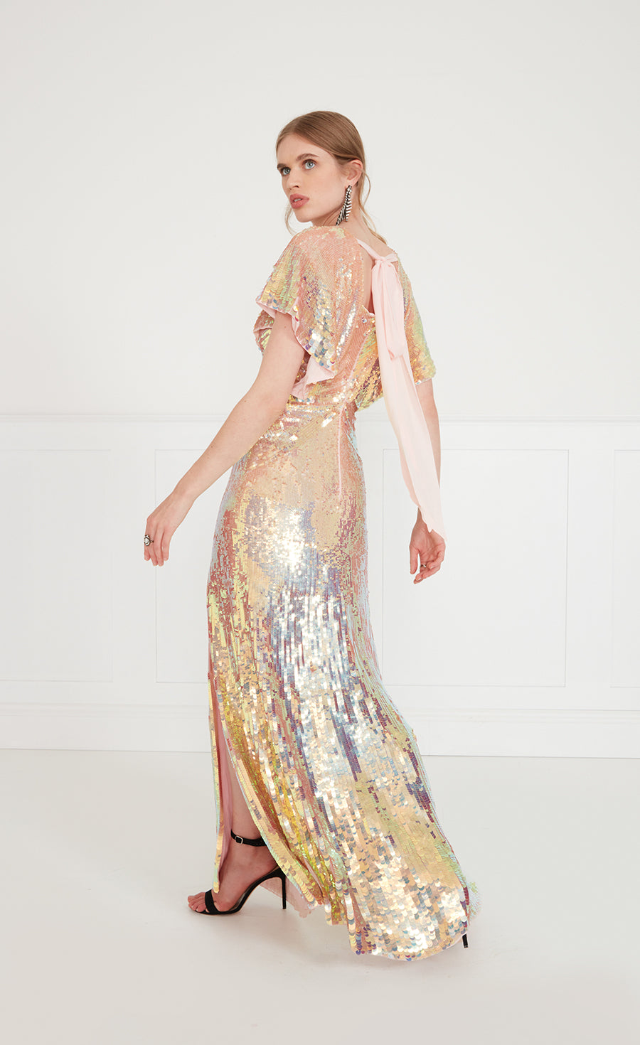 Bardot Dress Iridescent Gold