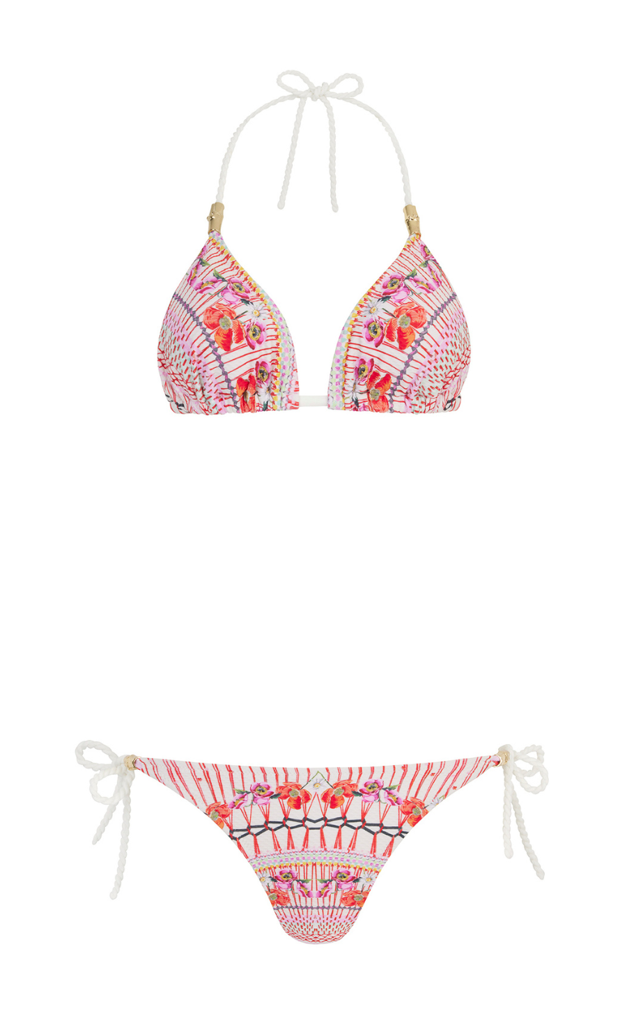 Pomegranate Triangle Bikini Top - Pink Mix