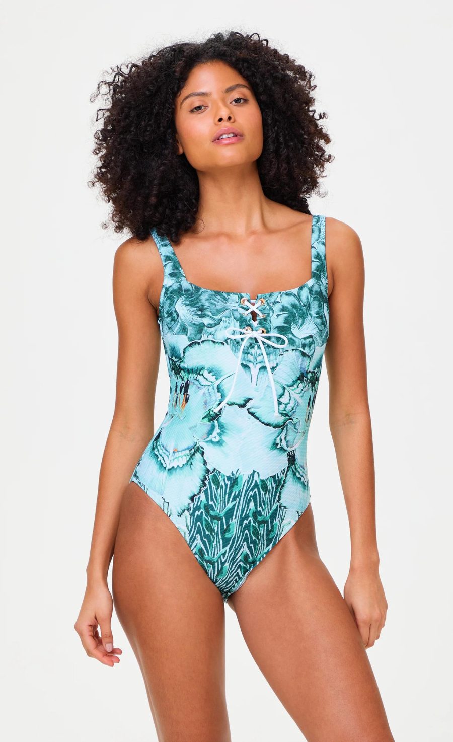 Liana Square Neck One Piece Swimsuit - Blue Mix | Swimwear Liana Square Neck One Piece Swimsuit - Blue Mix | Swimwear