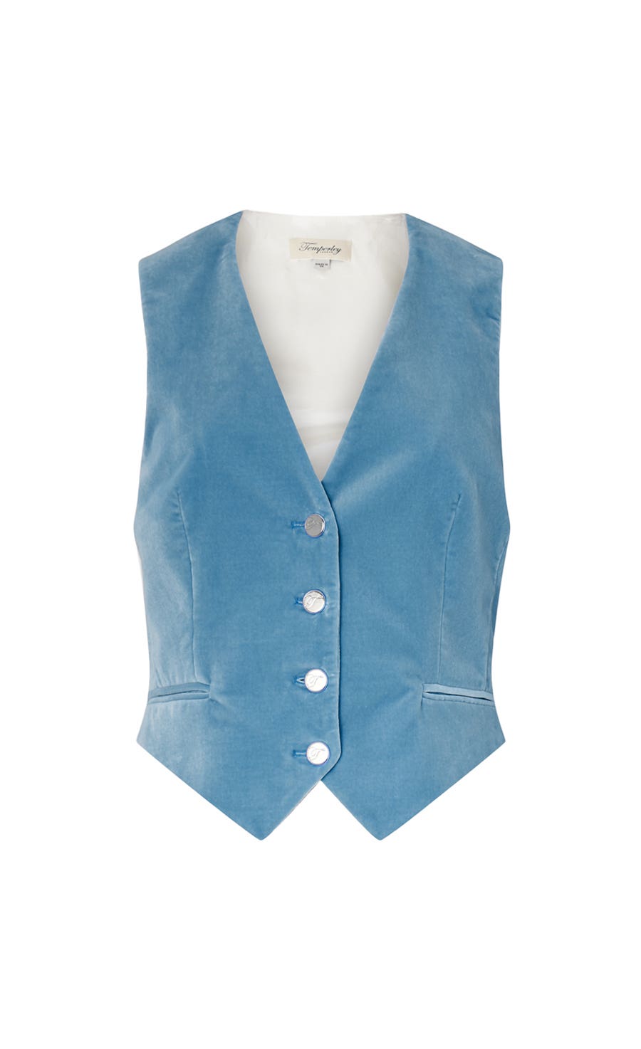 Clove Velvet Waistcoat - Ice Blue