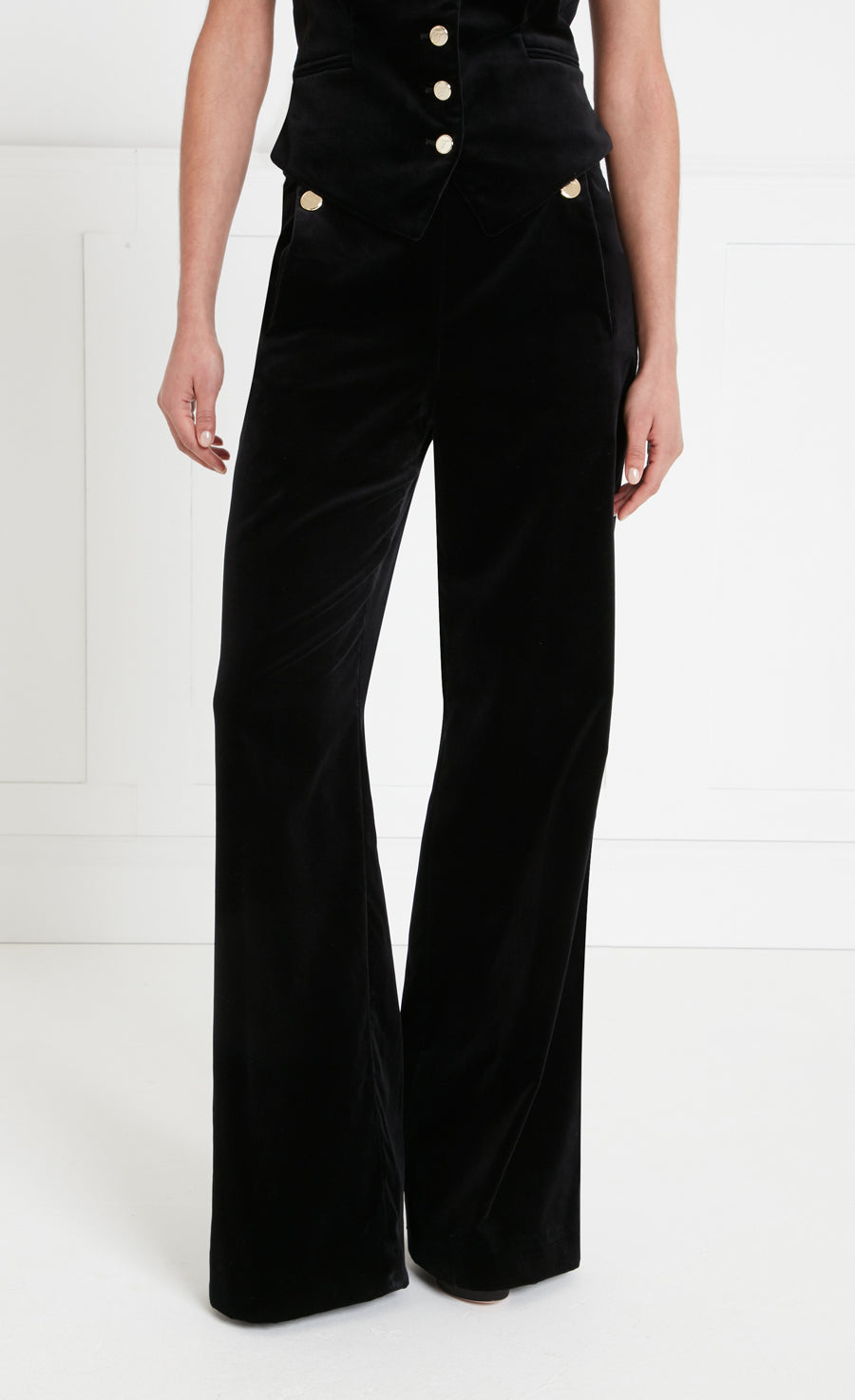 Clove Velvet Waisted Trousers - Black