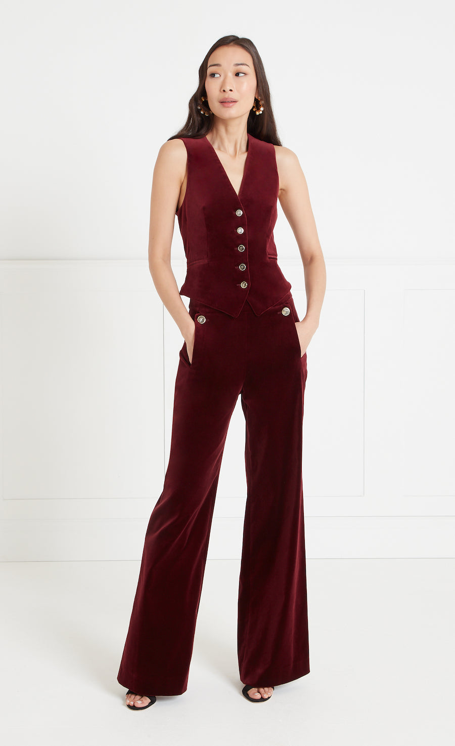 Clove Velvet Waistcoat - Fig