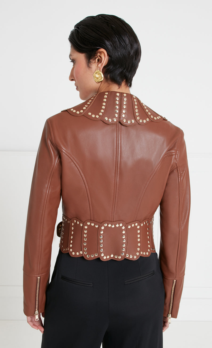 Texas Leather Studded Jacket - Tan
