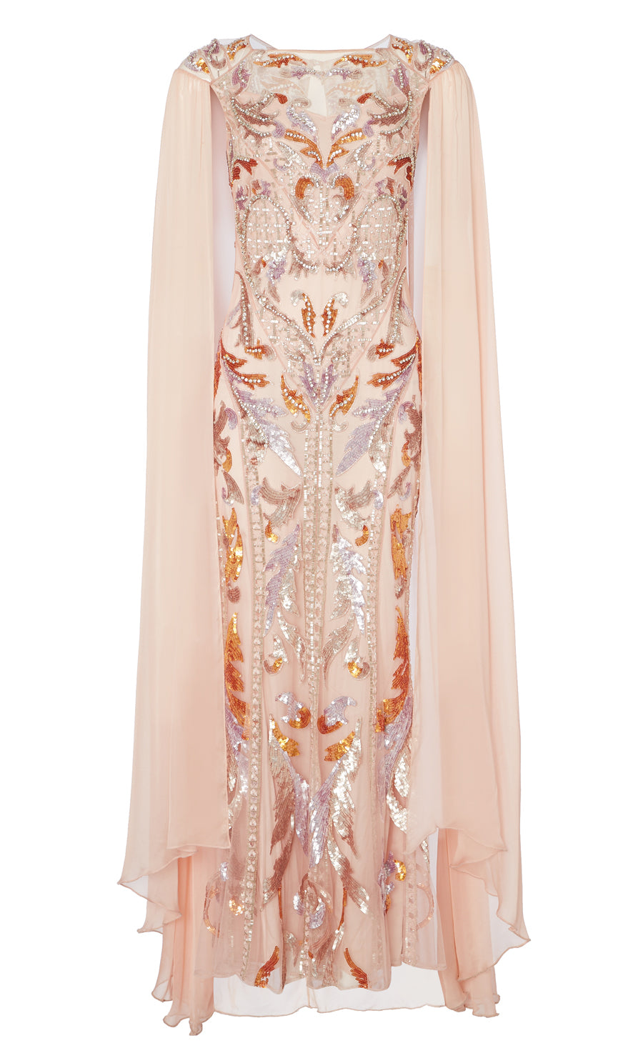 Novella Embellished Cape Gown - Rosewater