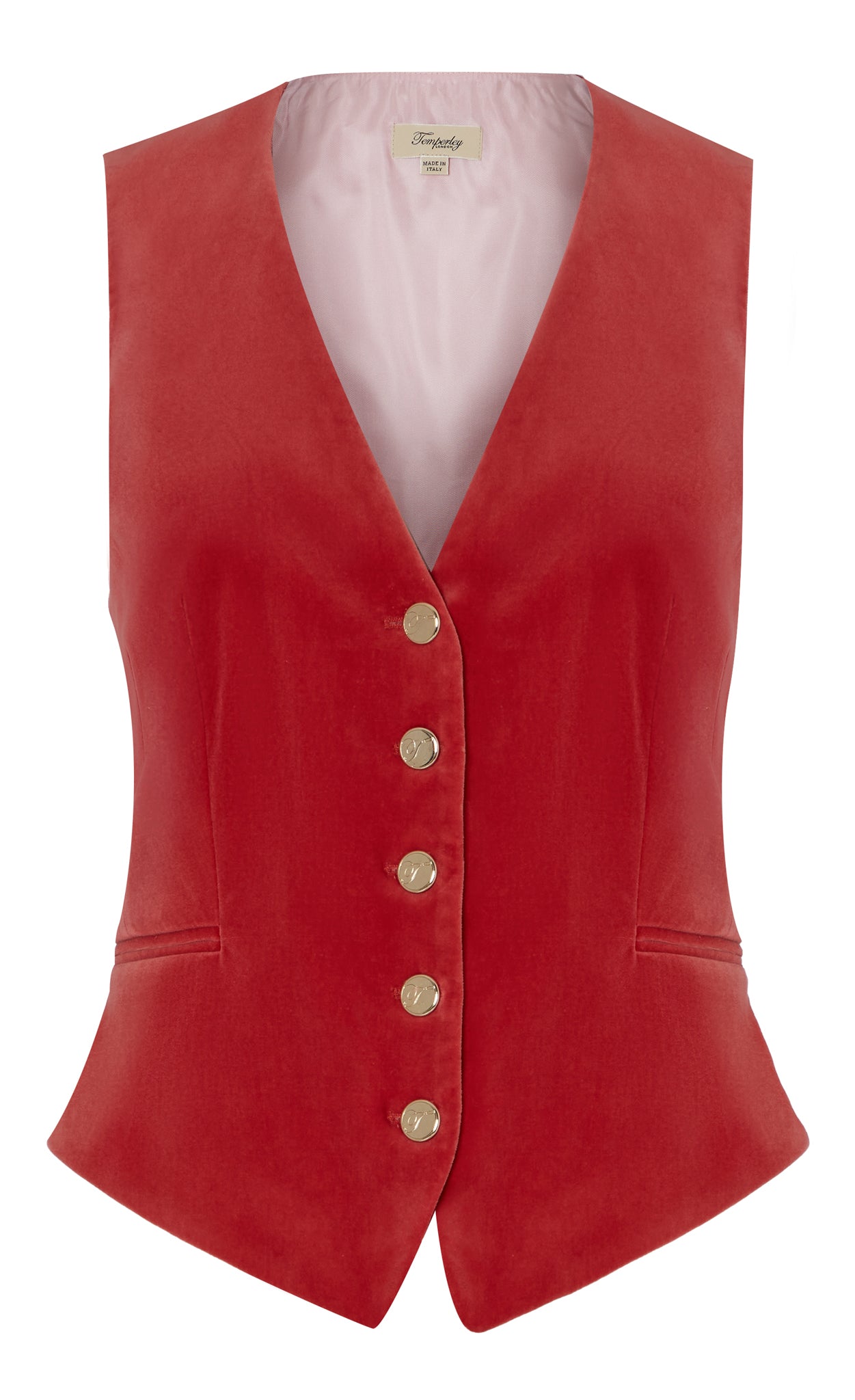 Clove Velvet Waistcoat - Coral