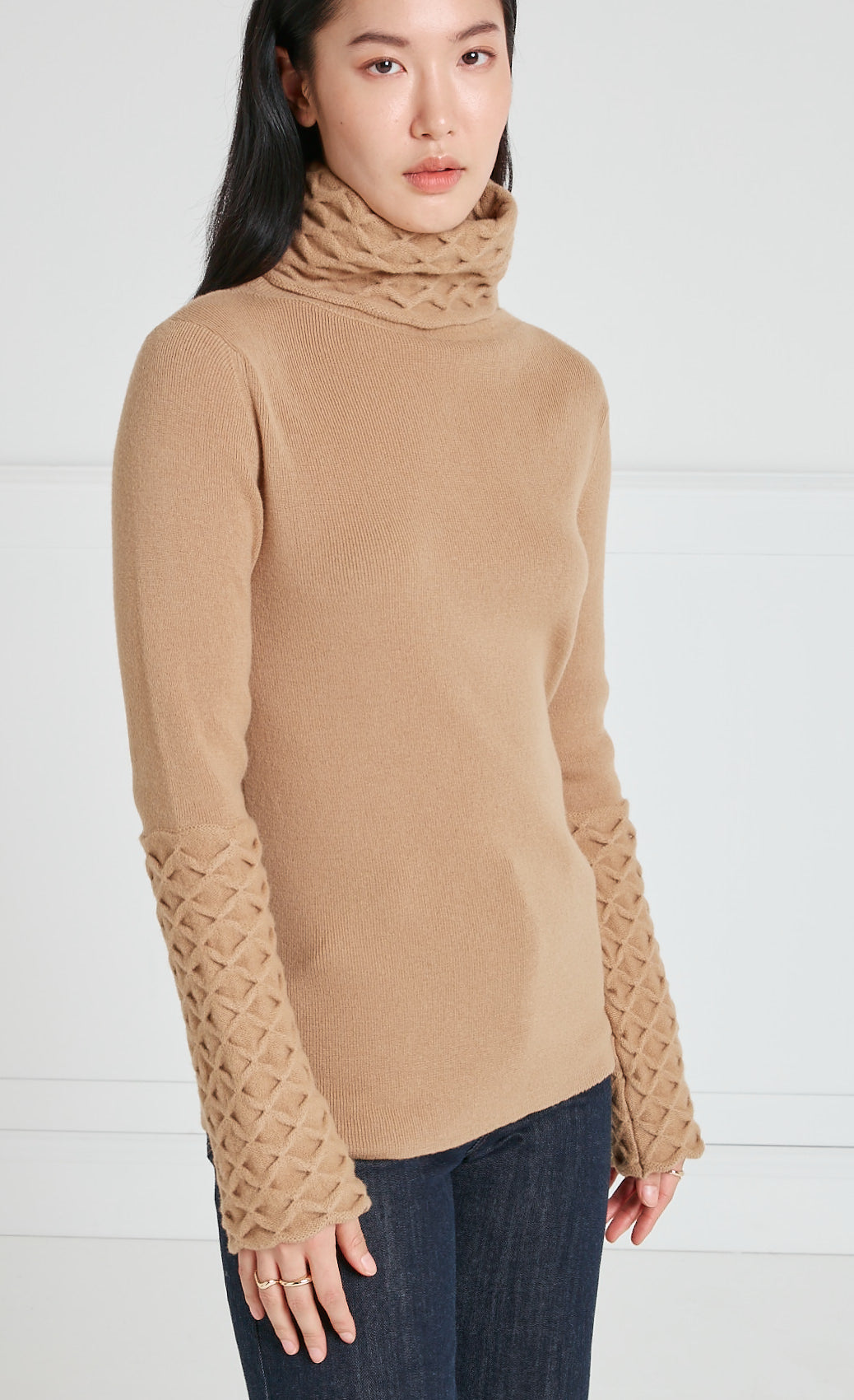 Honeycomb Knit Jumper - Camel