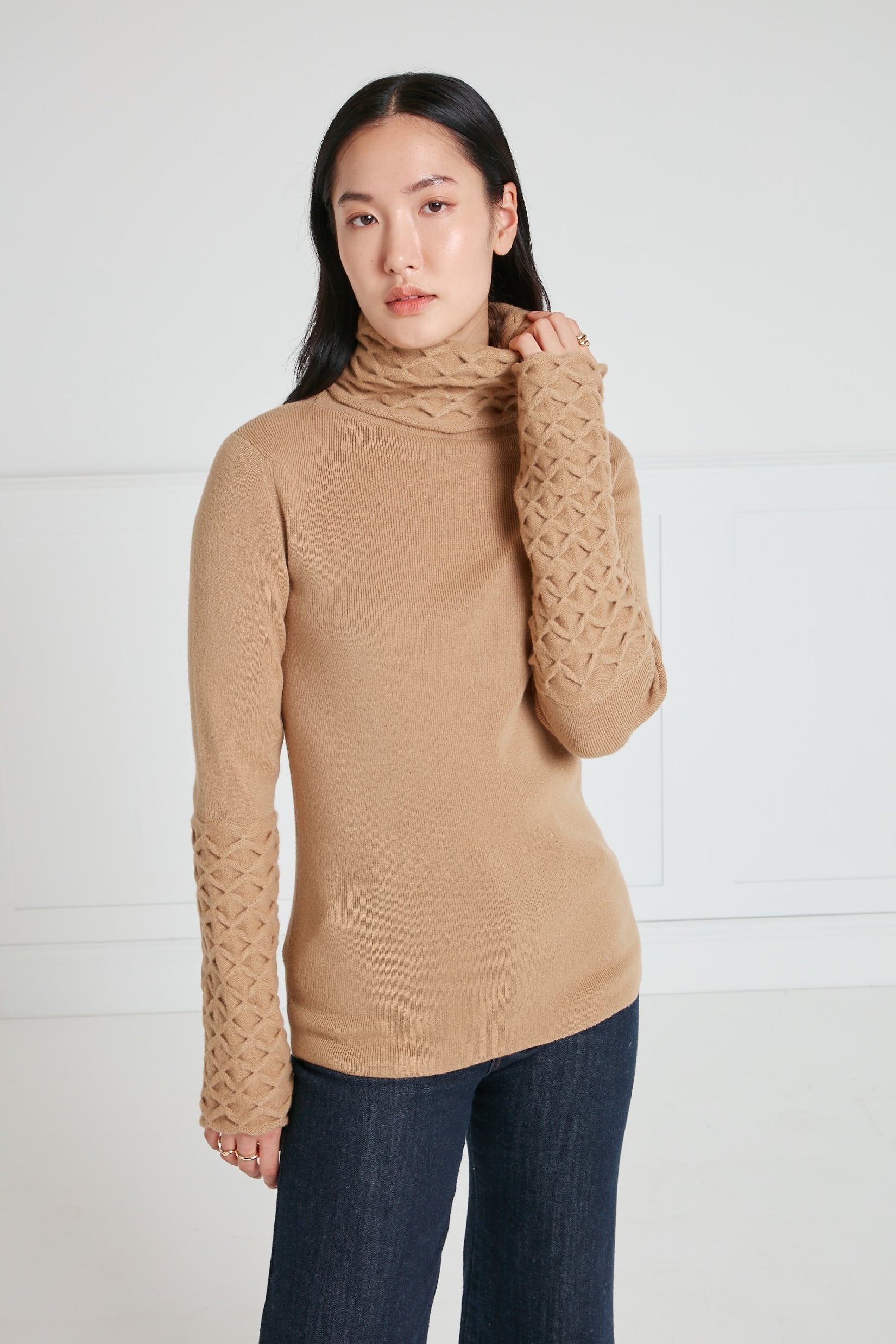 Honeycomb Knit Jumper - Camel