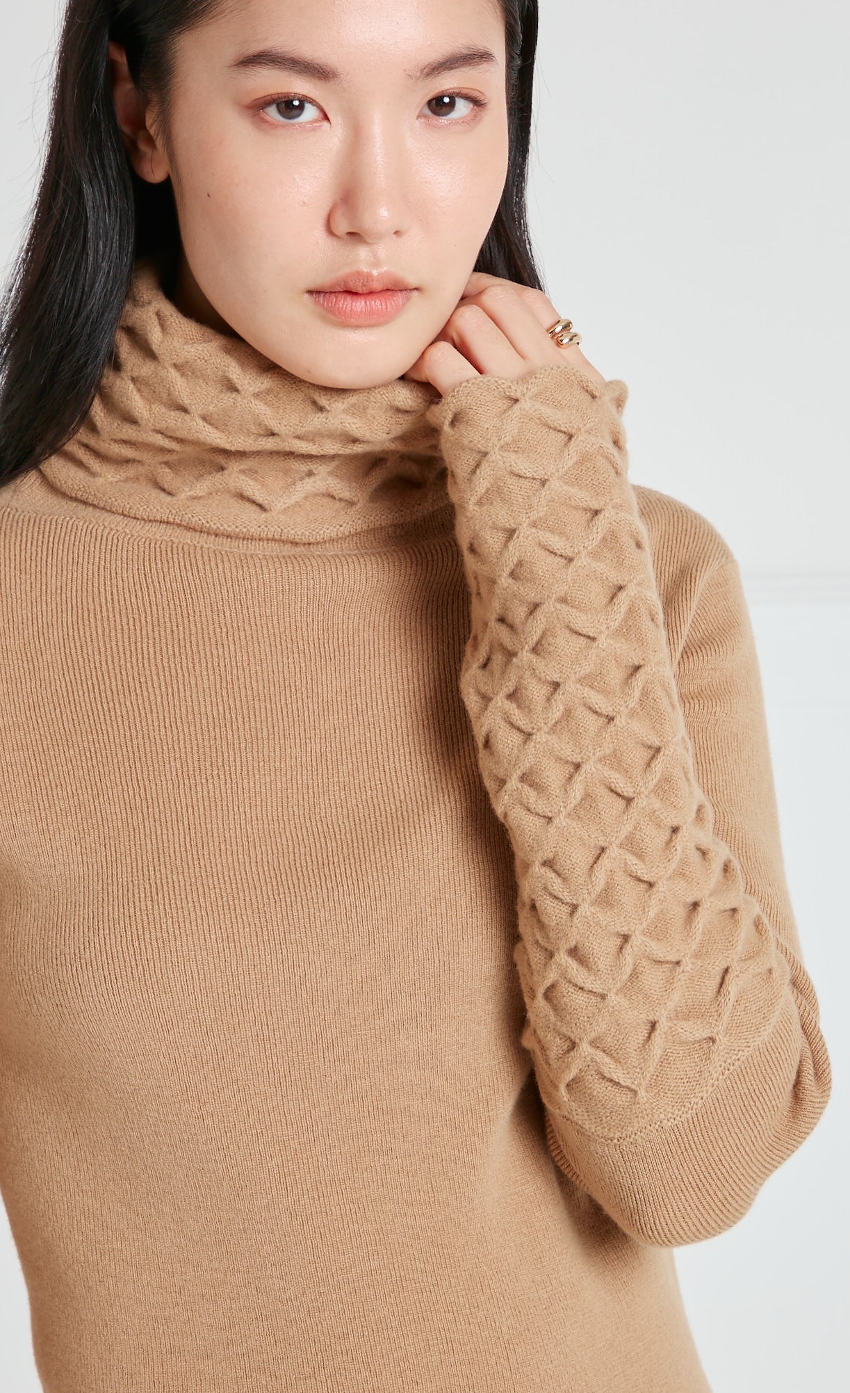 Honeycomb Knit Jumper - Camel