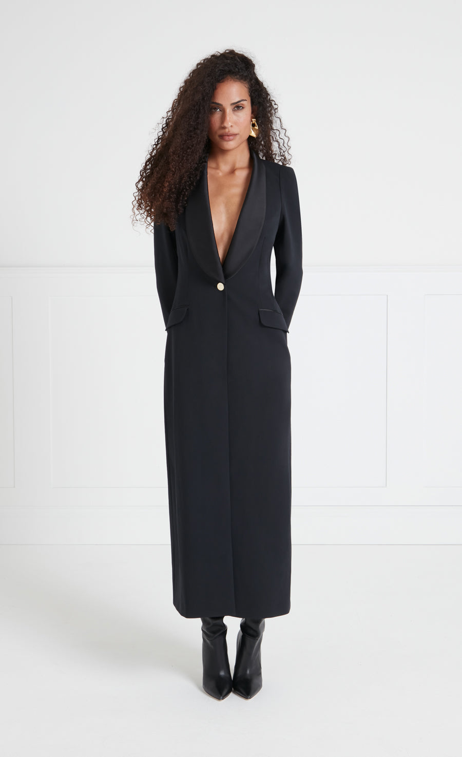Enzo Long Coat - Black | Coats and Jackets | Temperley London