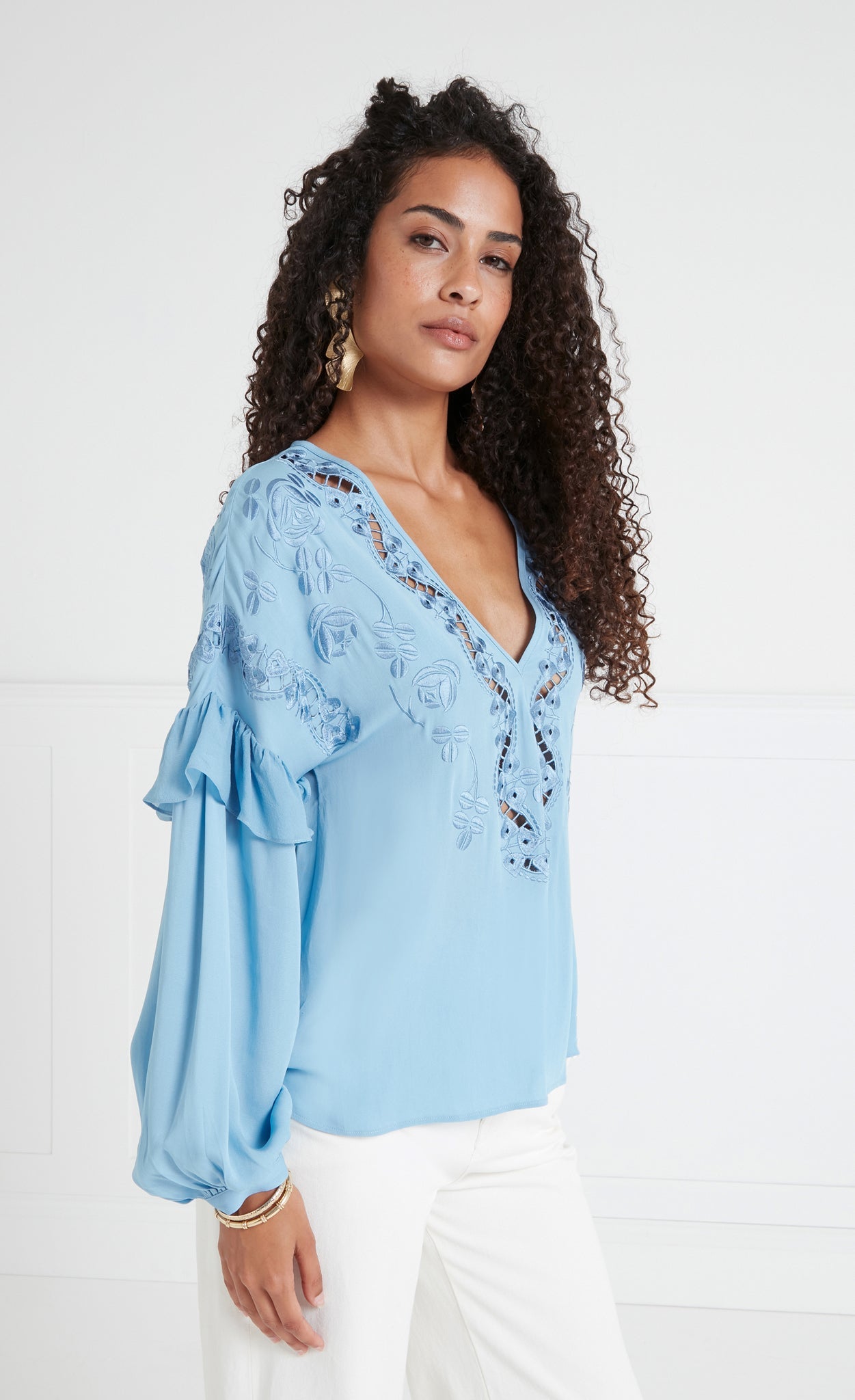 Daphne Blouse - Wedgewood Blue