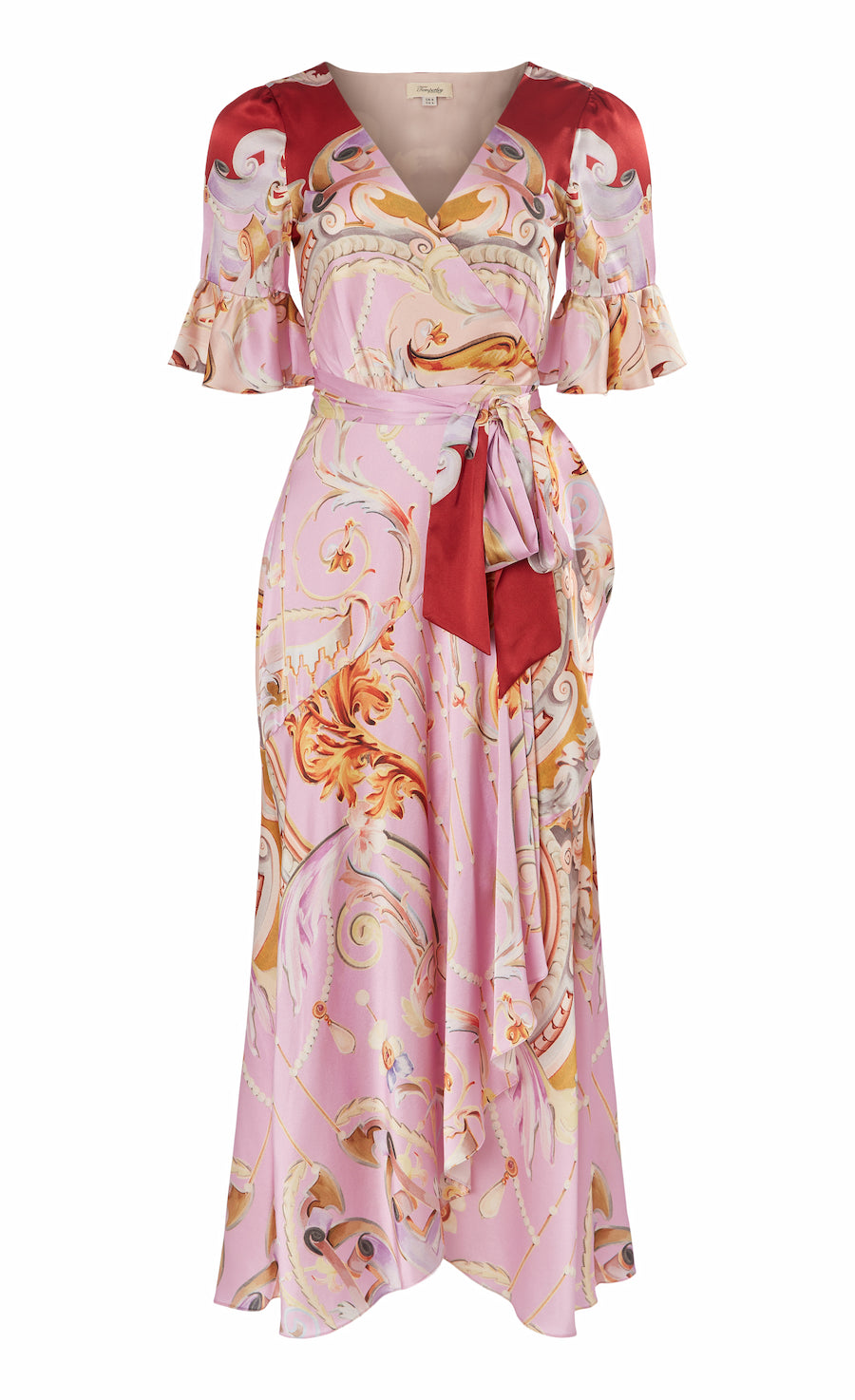 Carline Print Wrap Dress - Rose Pink