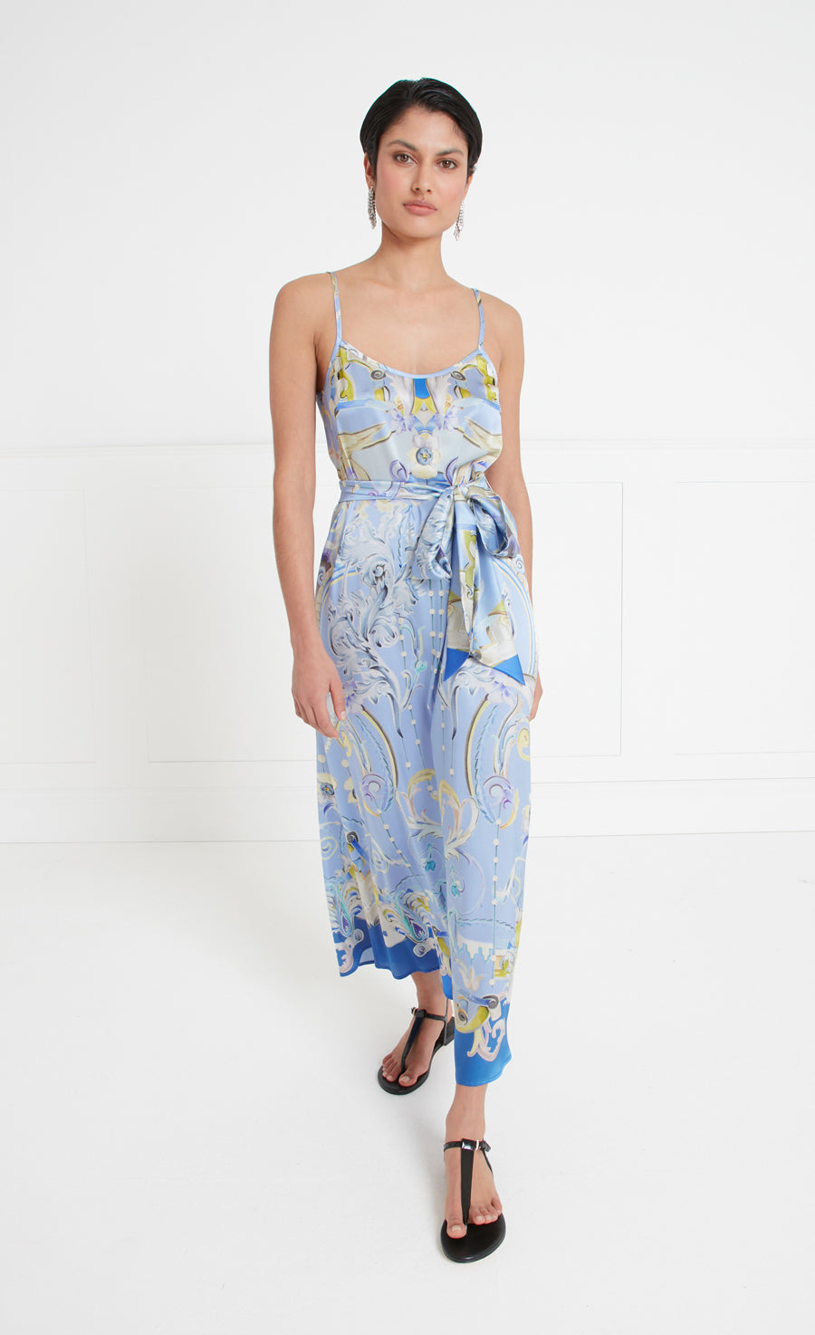 Carline Print Slip Dress - Vista Blue