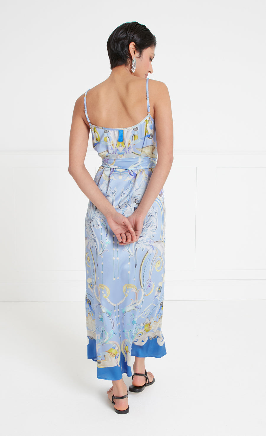 Carline Print Slip Dress - Vista Blue