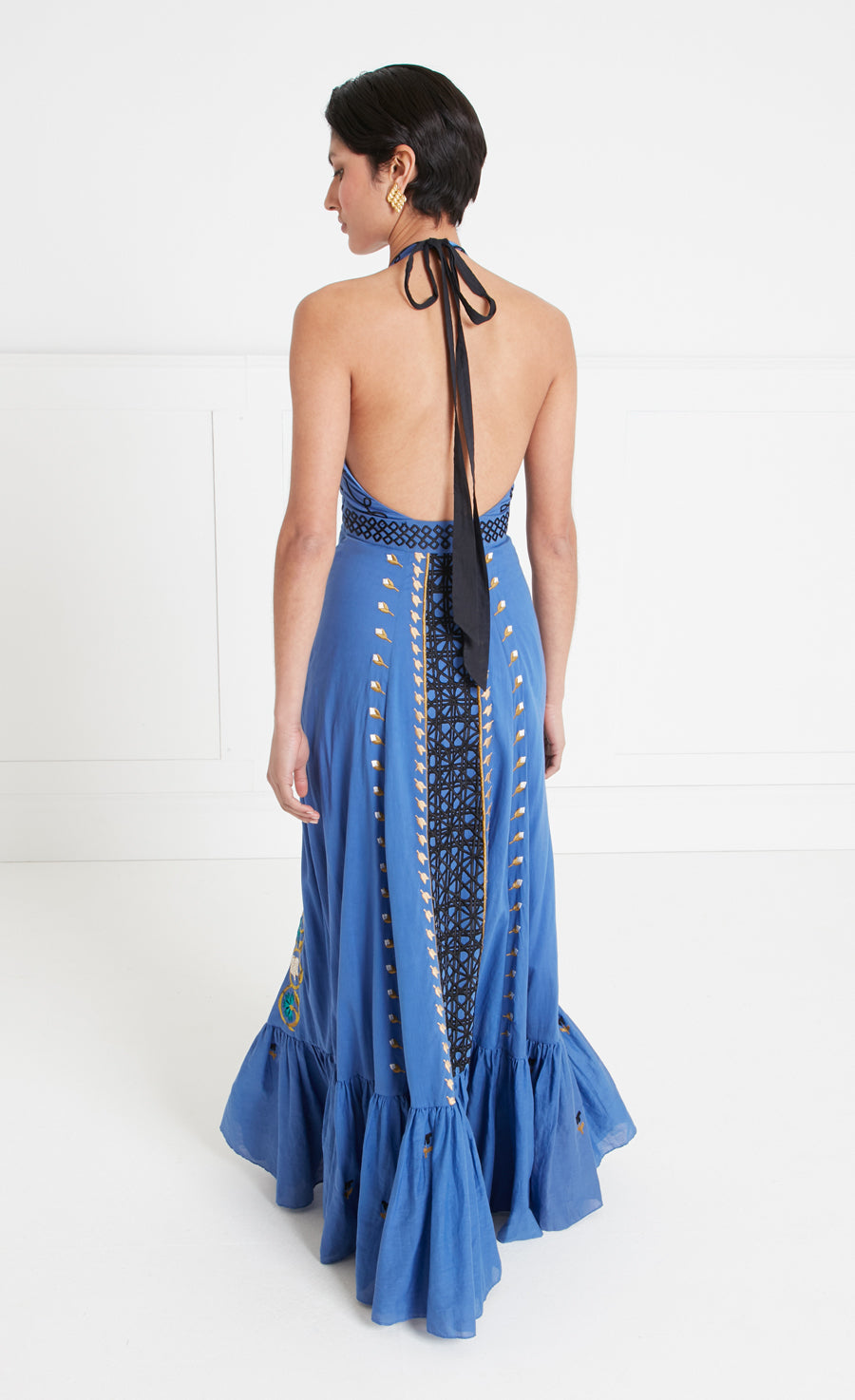 Florentine Halter Dress - Dazzling Blue