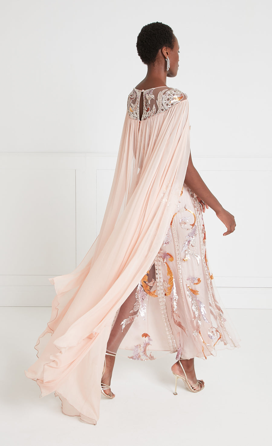 Novella Embellished Cape Gown - Rosewater