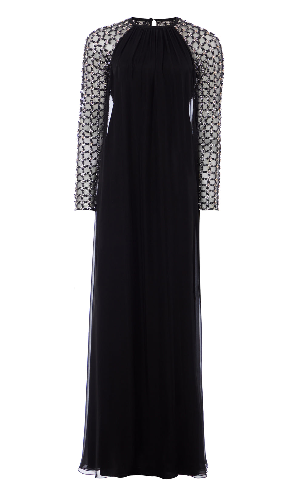 Angelli Lattice Long Dress - Black