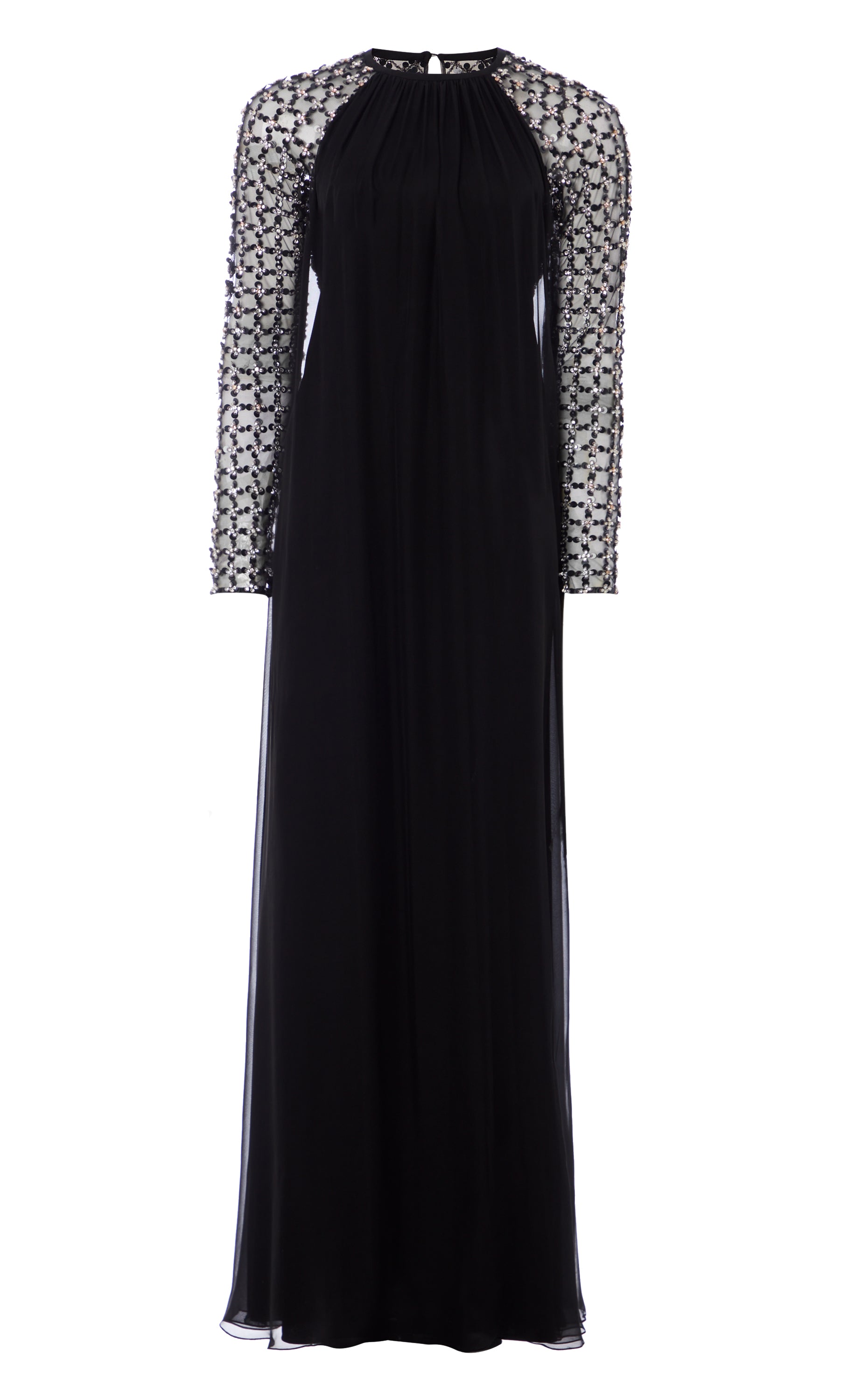 Angelli Lattice Long Dress - Black