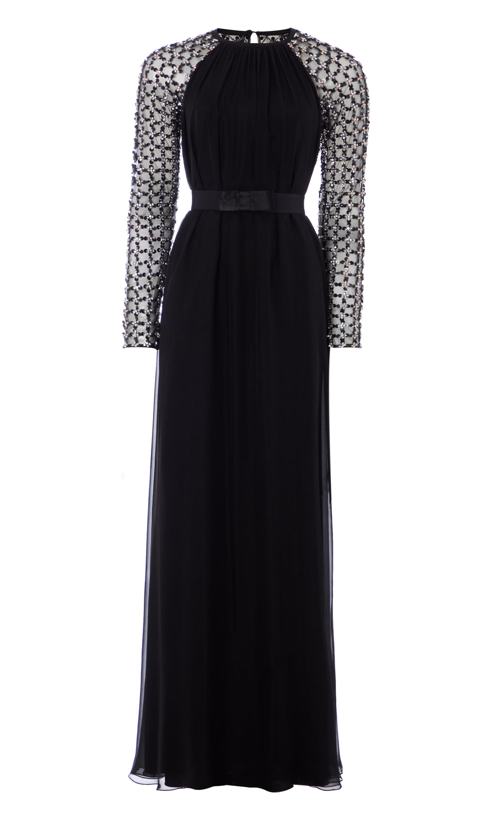 Angelli Lattice Long Dress - Black