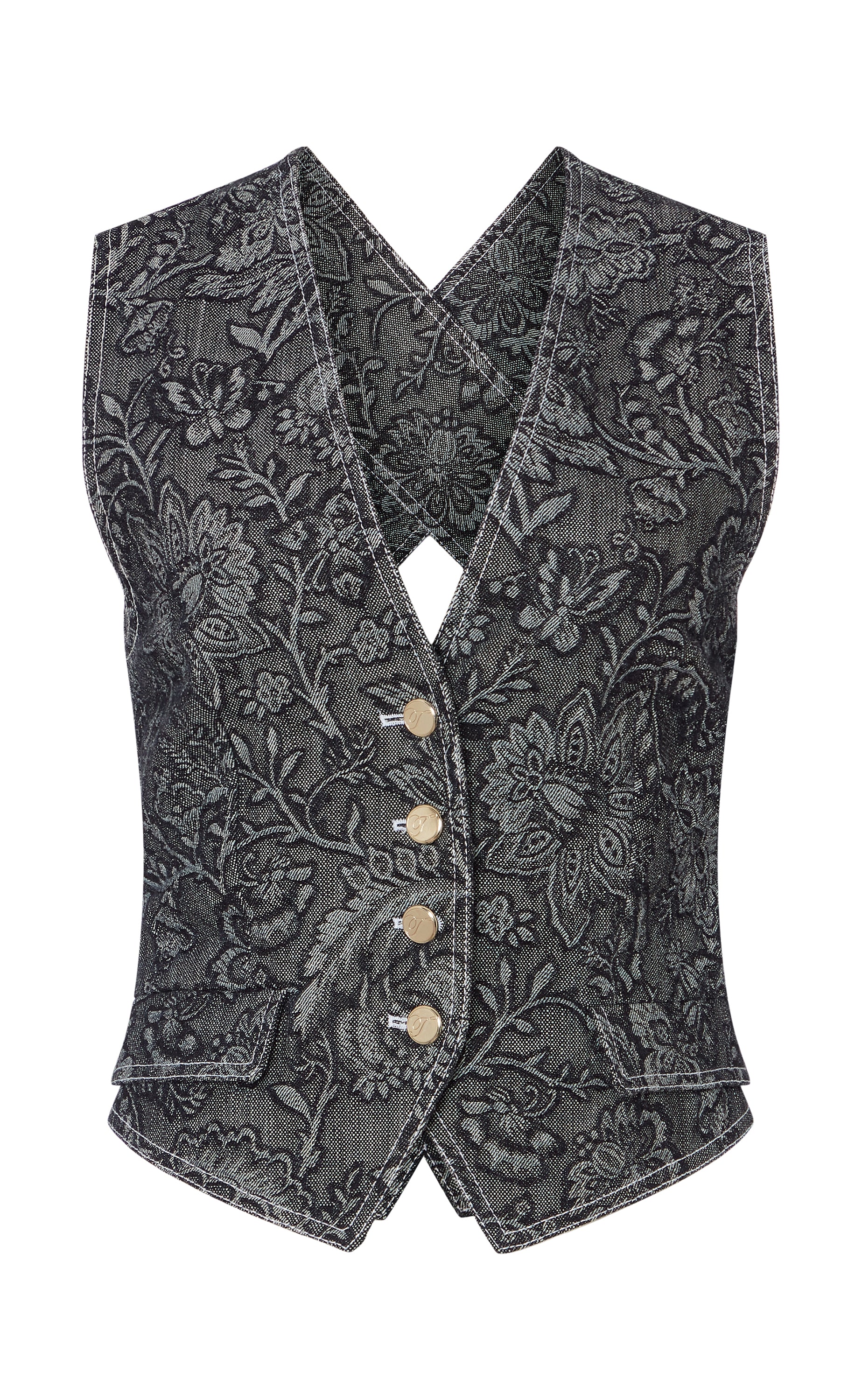 Francis Denim Waistcoat - Washed Black