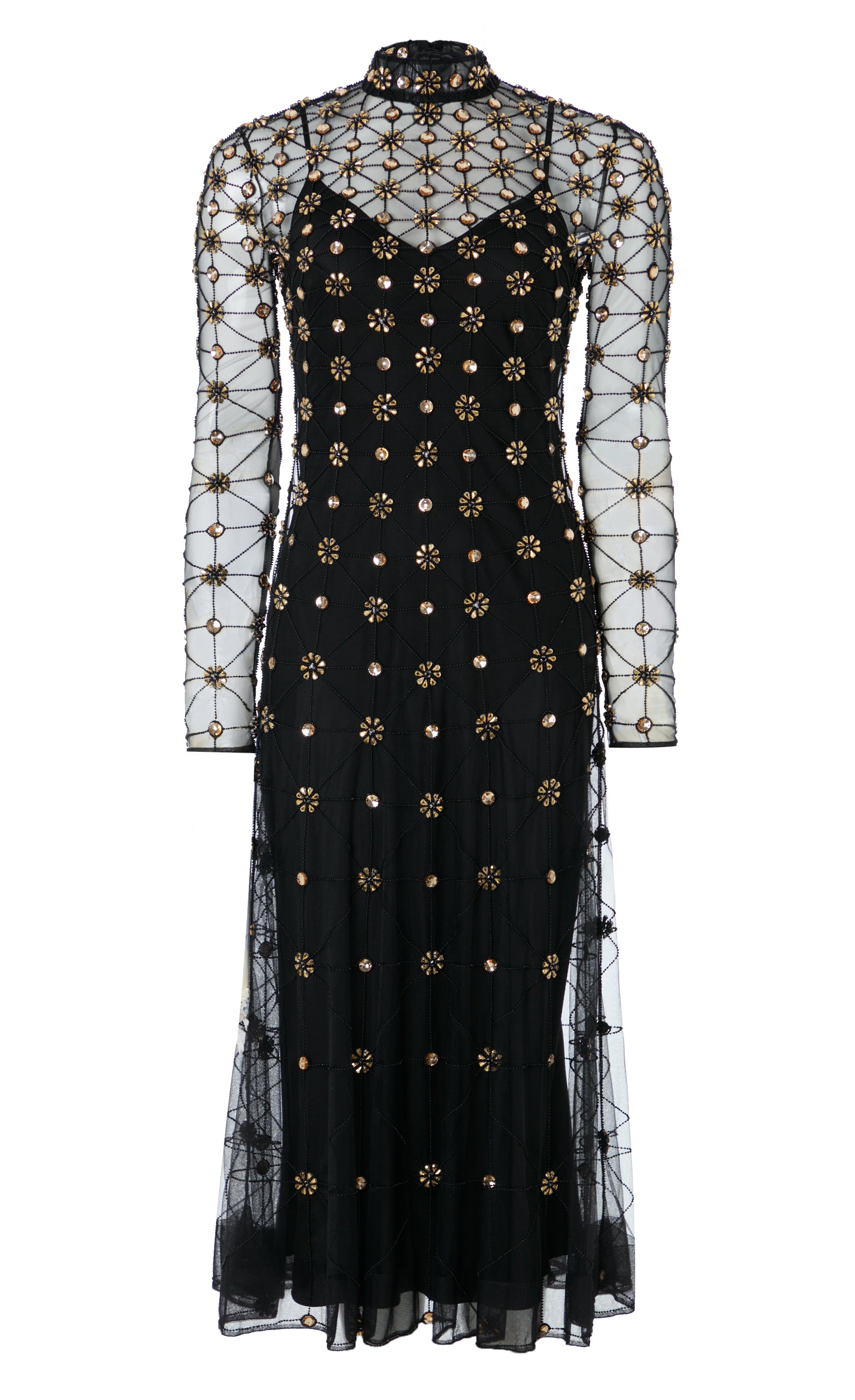 Crossbone Lattice Dress - Black/Gold