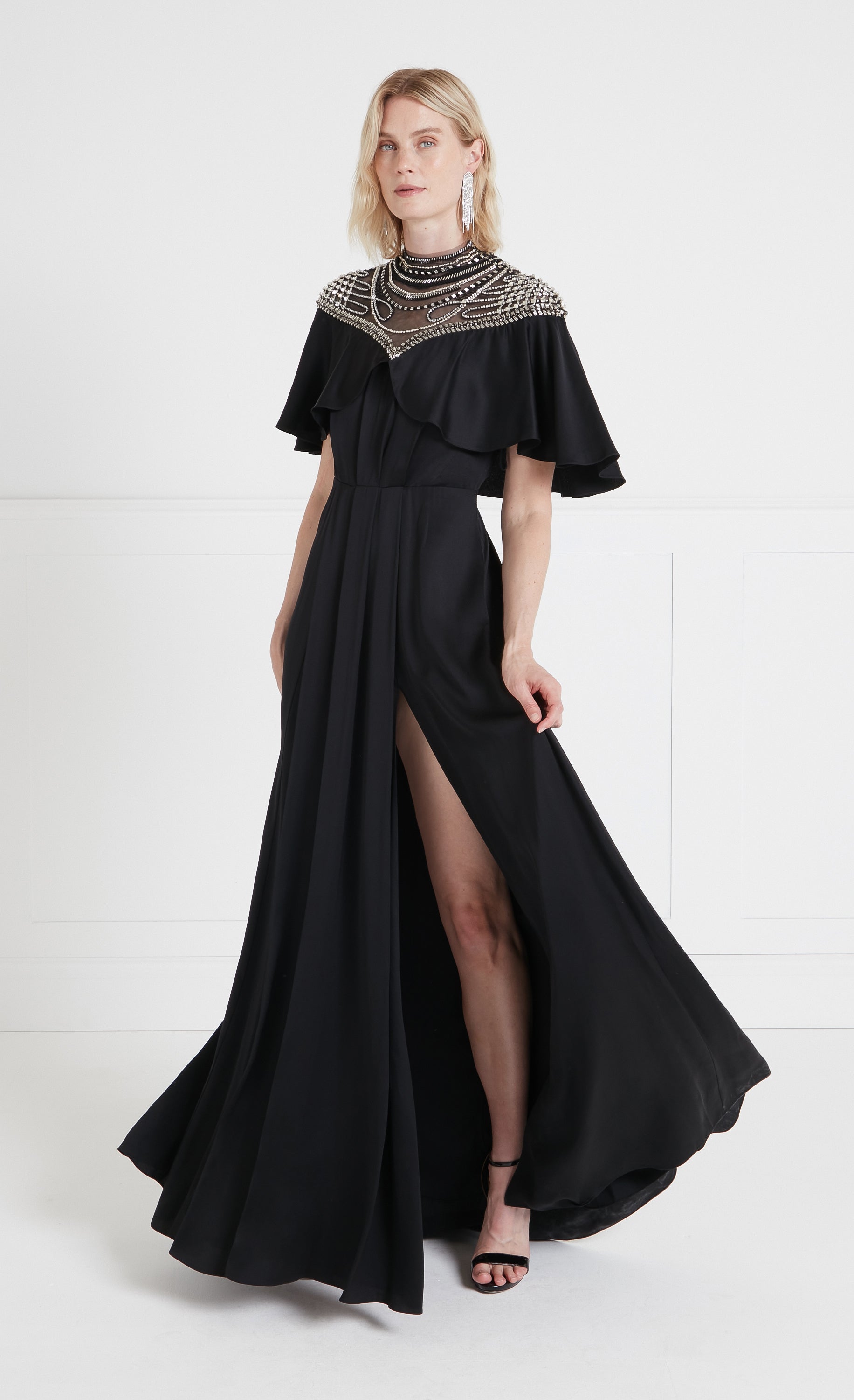 Black Jumpsuit Acetate Satin Jewel Evening Dress Black Jumpsuit Acetate Satin Jewel Evening Dress