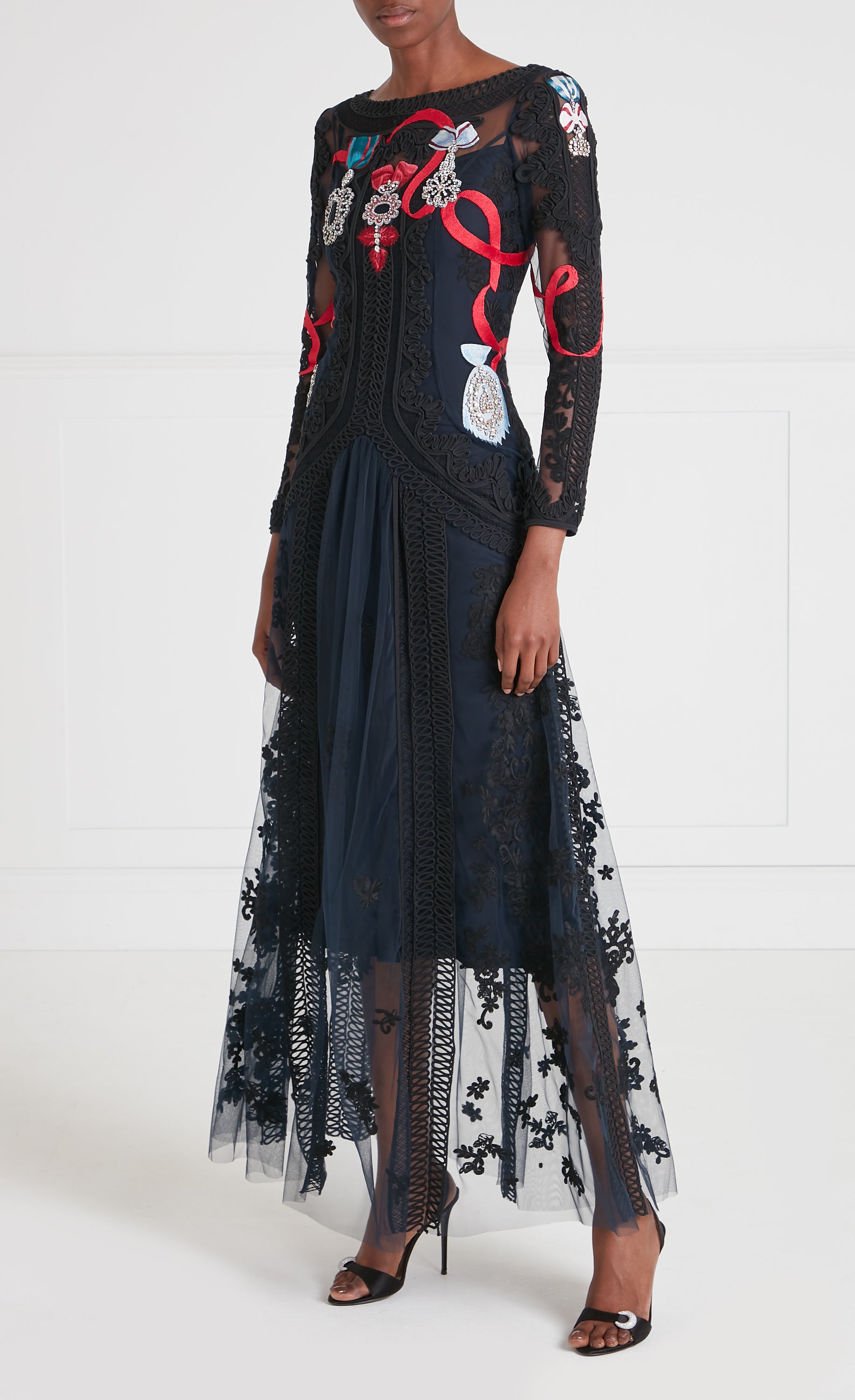 Diamantine Tattoo Dress - Navy